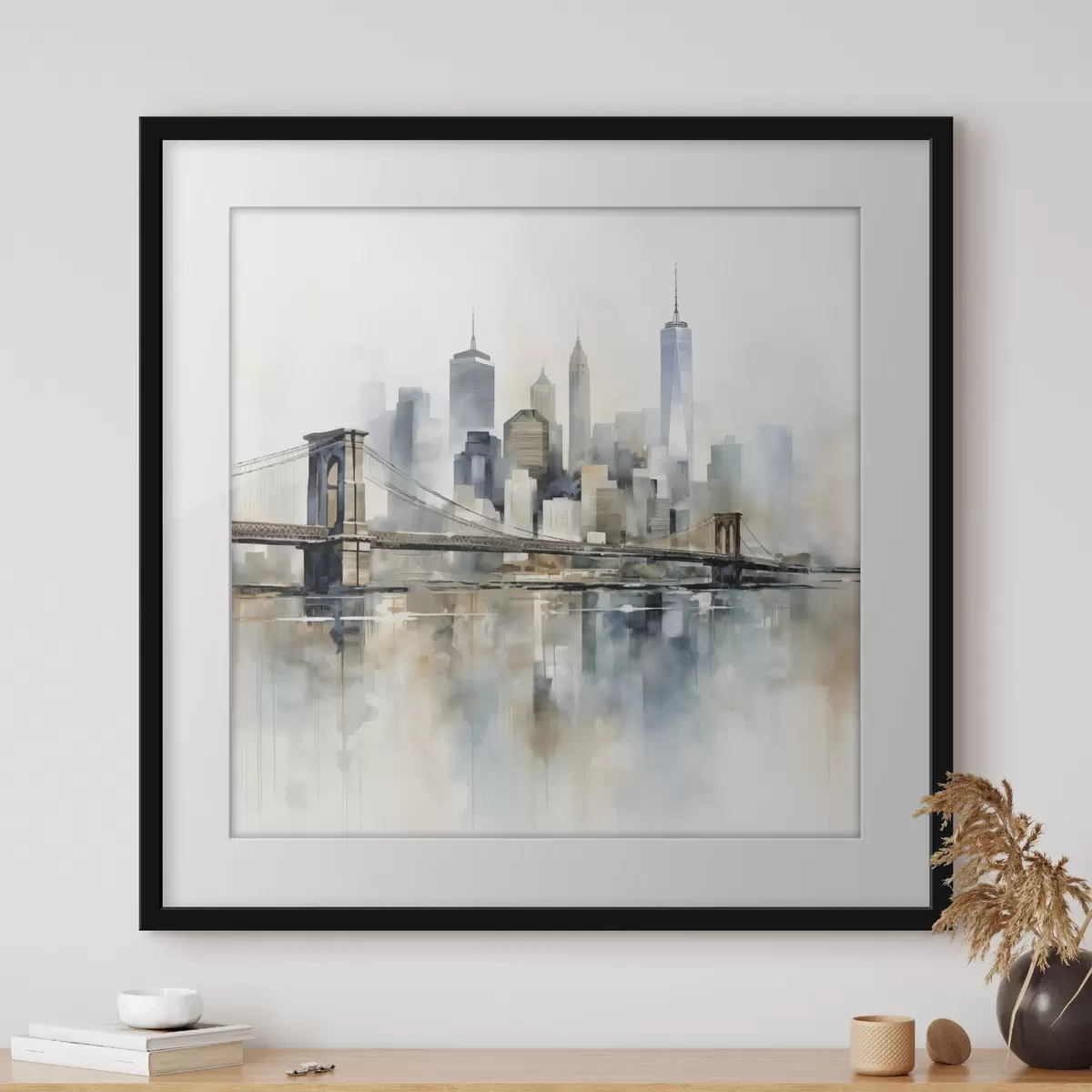 Poster Abstrakte Stadt-Skyline im Aquarellstil f48405