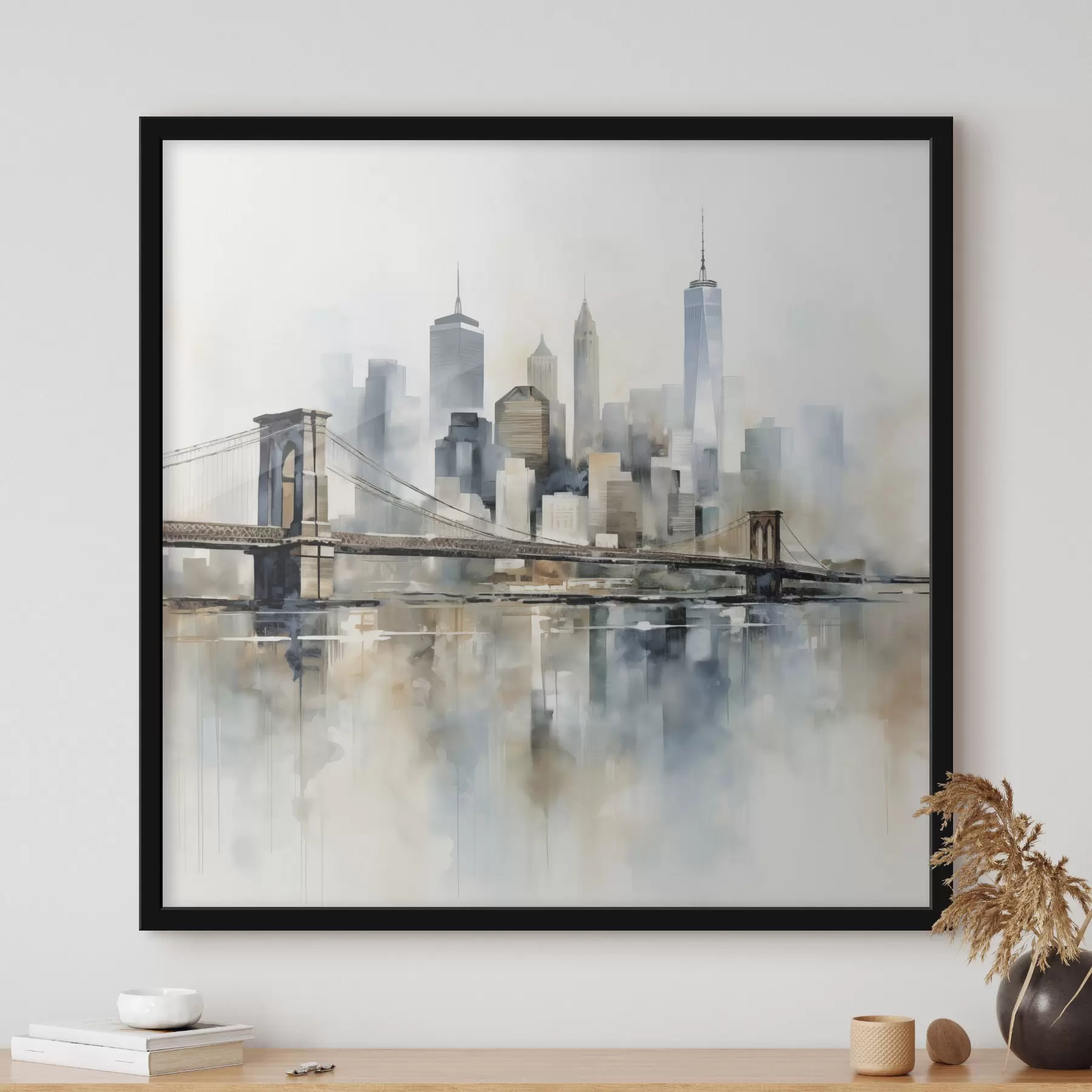 Fototapete Abstrakte Stadt-Skyline im Aquarellstil f48405