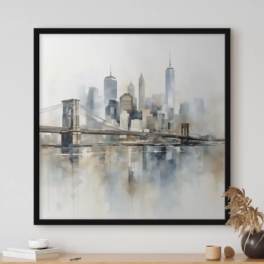 Fototapete Abstrakte Stadt-Skyline im Aquarellstil f48405