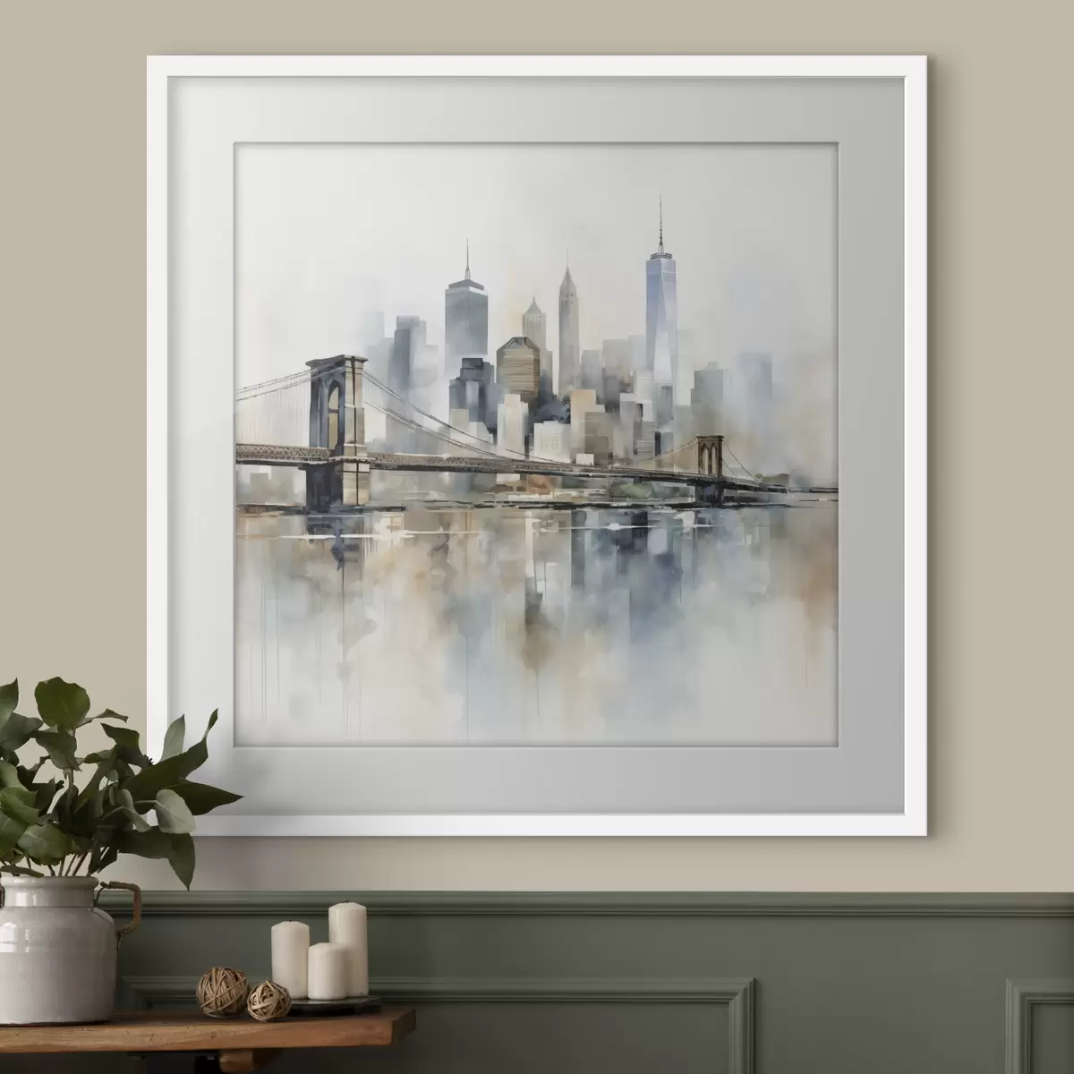 Poster Abstrakte Stadt-Skyline im Aquarellstil f48405