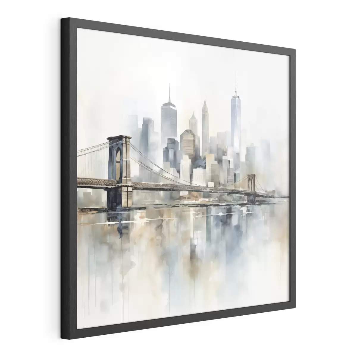Poster Abstrakte Stadt-Skyline im Aquarellstil f48405