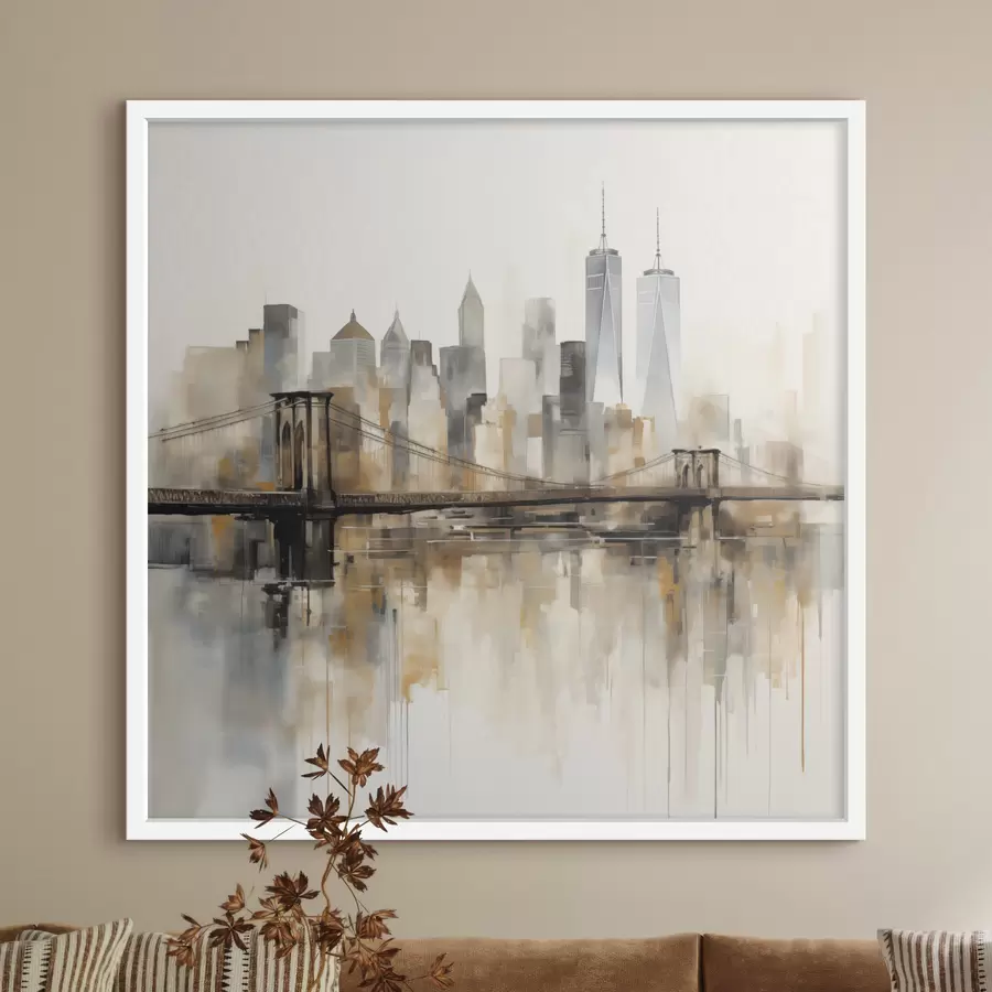 Fototapete Abstrakte Stadt-Skyline im Aquarellstil f48406