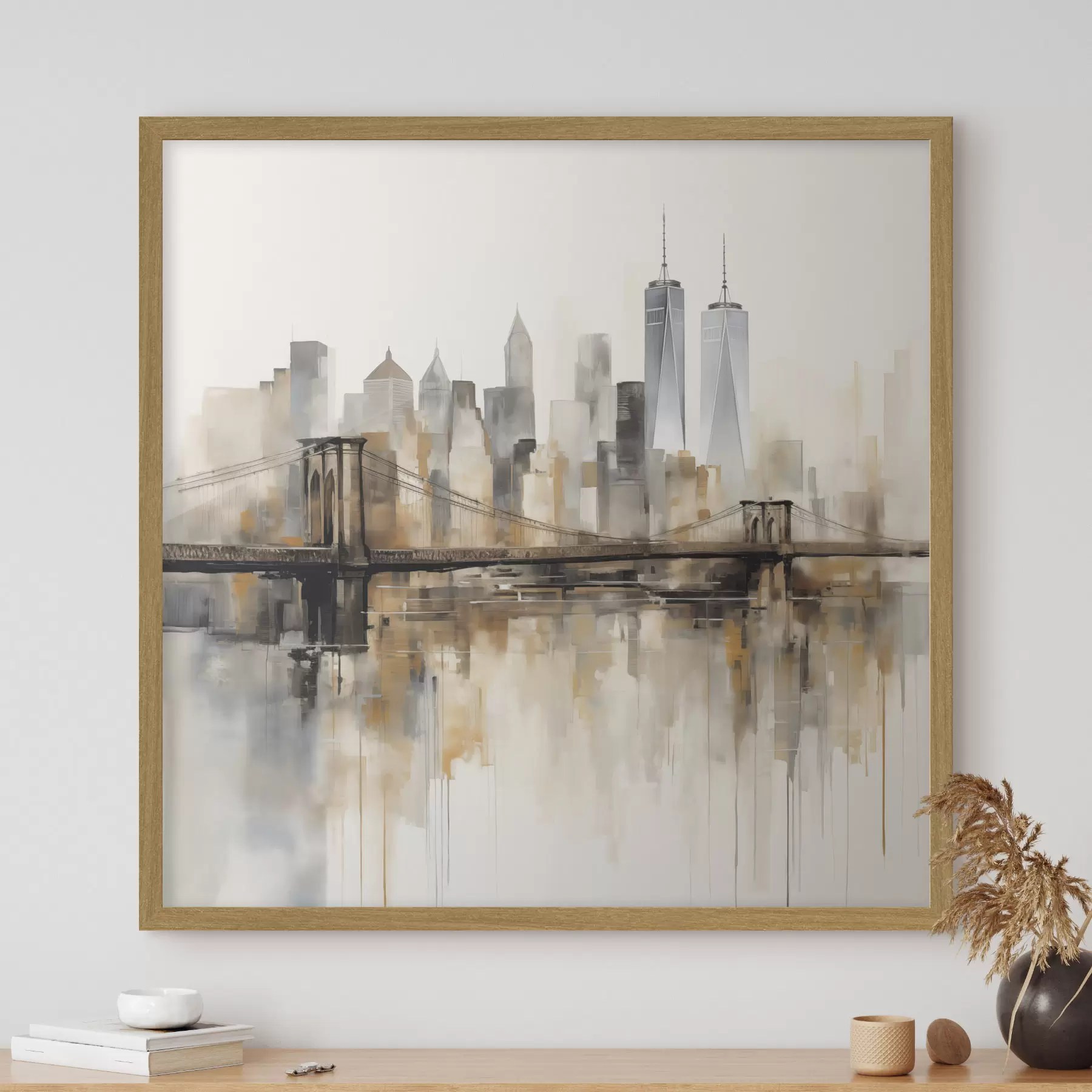 Fototapete Abstrakte Stadt-Skyline im Aquarellstil f48406
