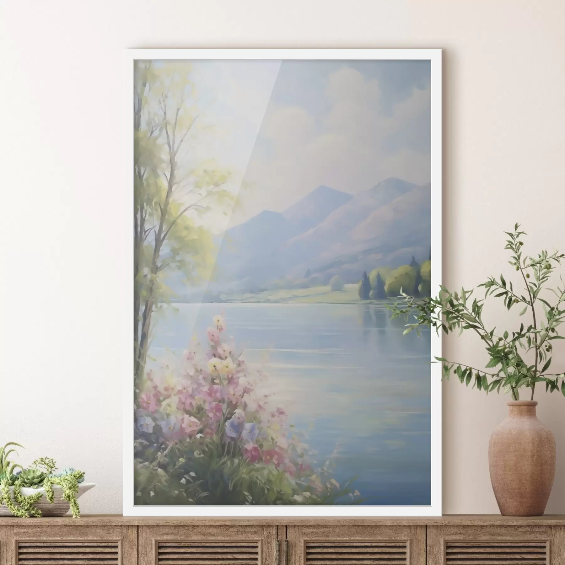 Fototapete Nachbildung einer Seelandschaft aus der Malerei f48423