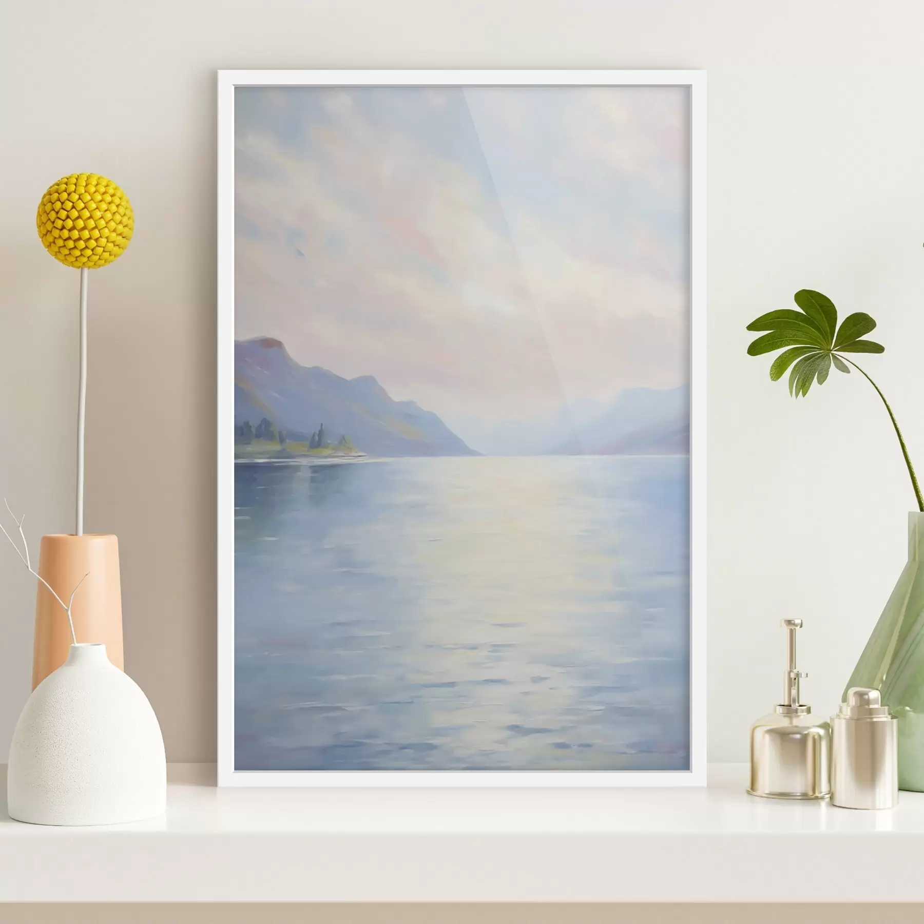 Fototapete Nachbildung eines Gemäldes mit einem See f48424