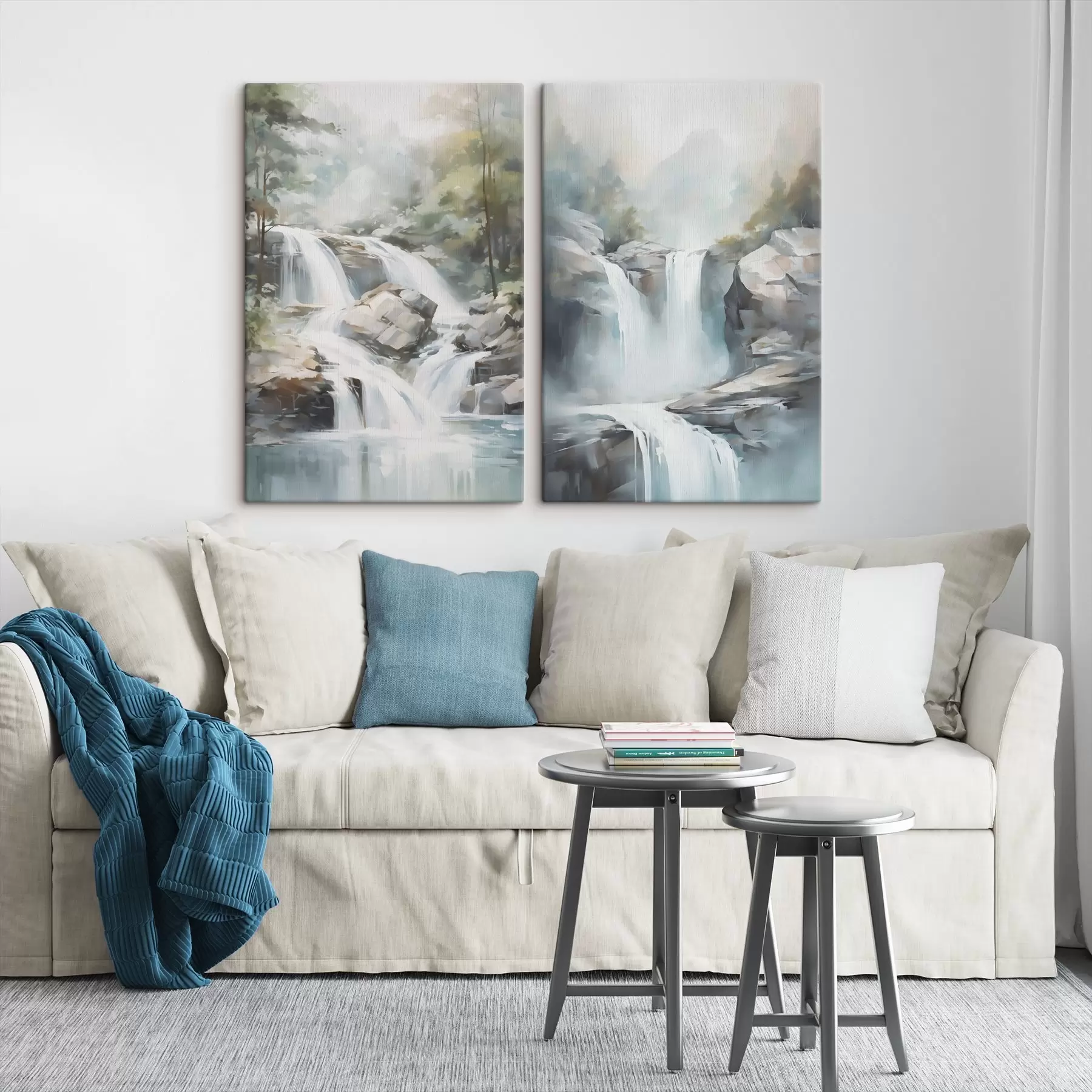 Wandbilder Nachbildung eines Wasserfalls in einem Gemälde m30212