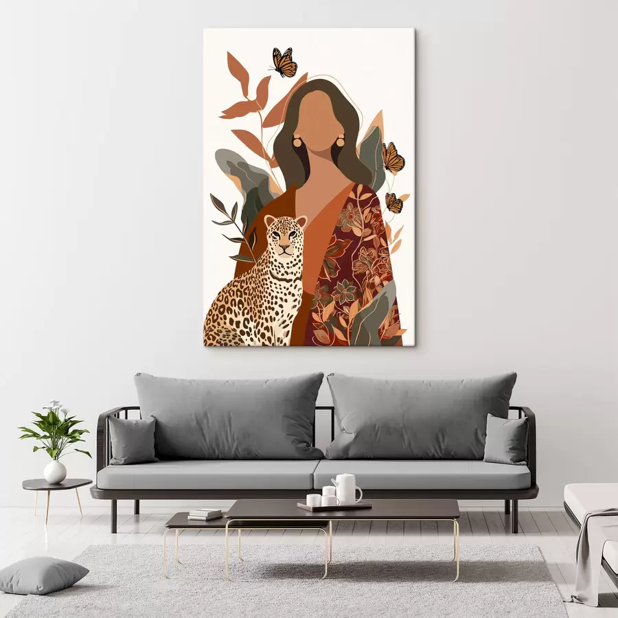 Wandbilder Frau in gemustertem Outfit s48434