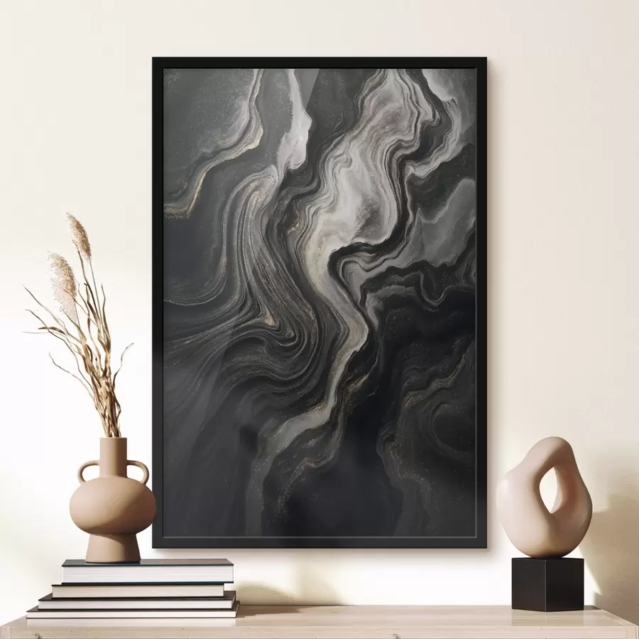 Fototapete Schwarzer Marmor mit Adern f48482