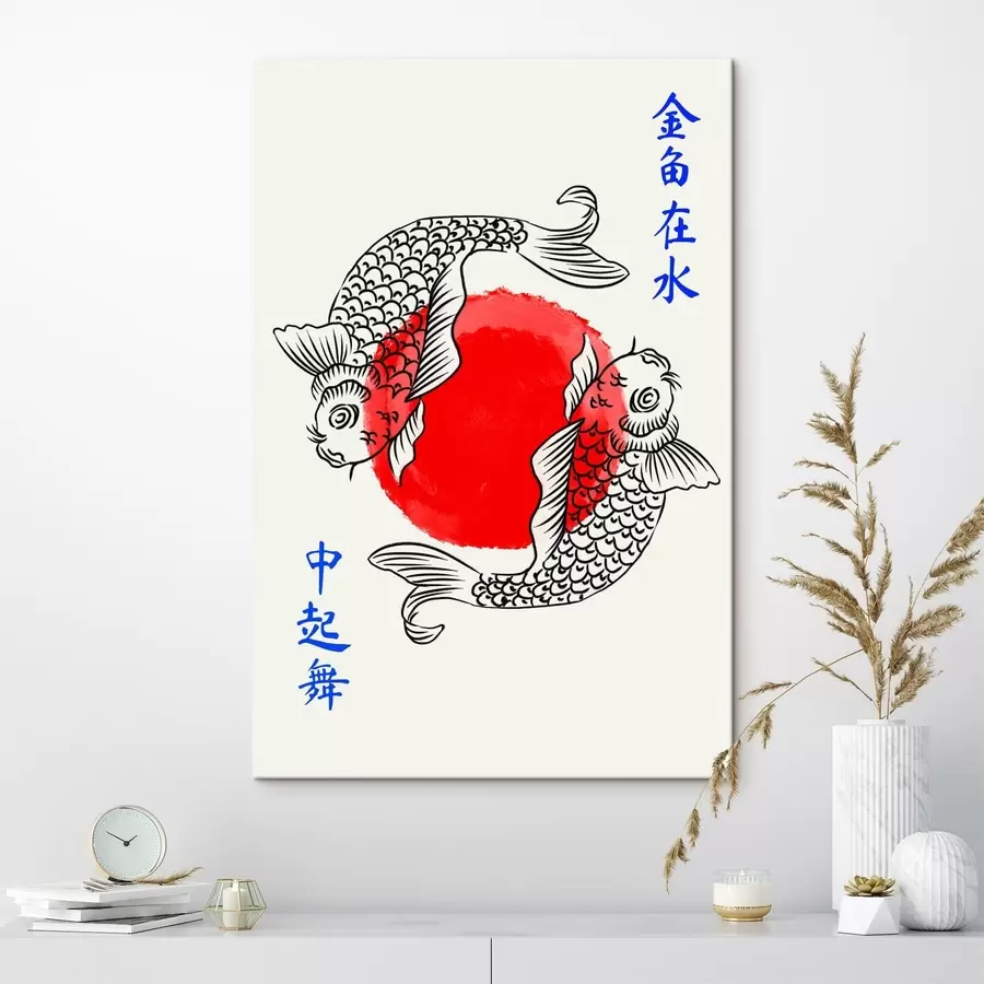 Wandbilder Zwei Zierfische um einen roten Kreis s48033