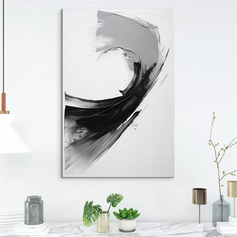 Wandbilder Abstrakter schwarzer Pinselstrich auf weißem Hintergrund s48326