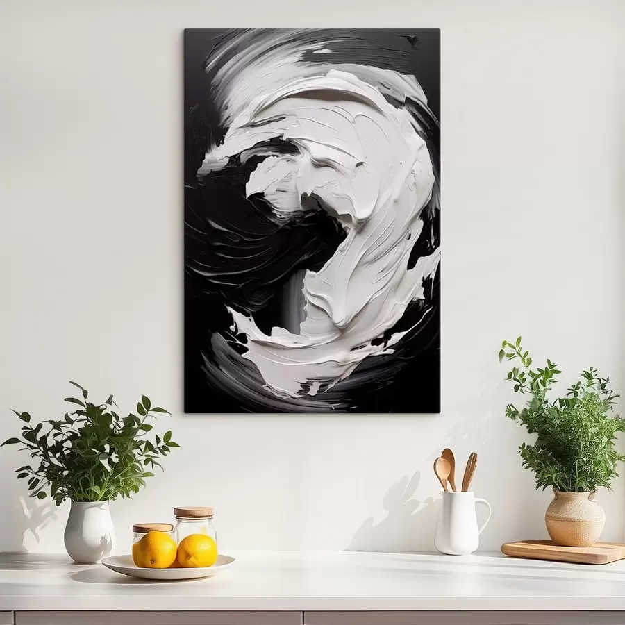 Wandbilder Abstrakte, strukturierte Striche in Schwarz-Weiß s48333