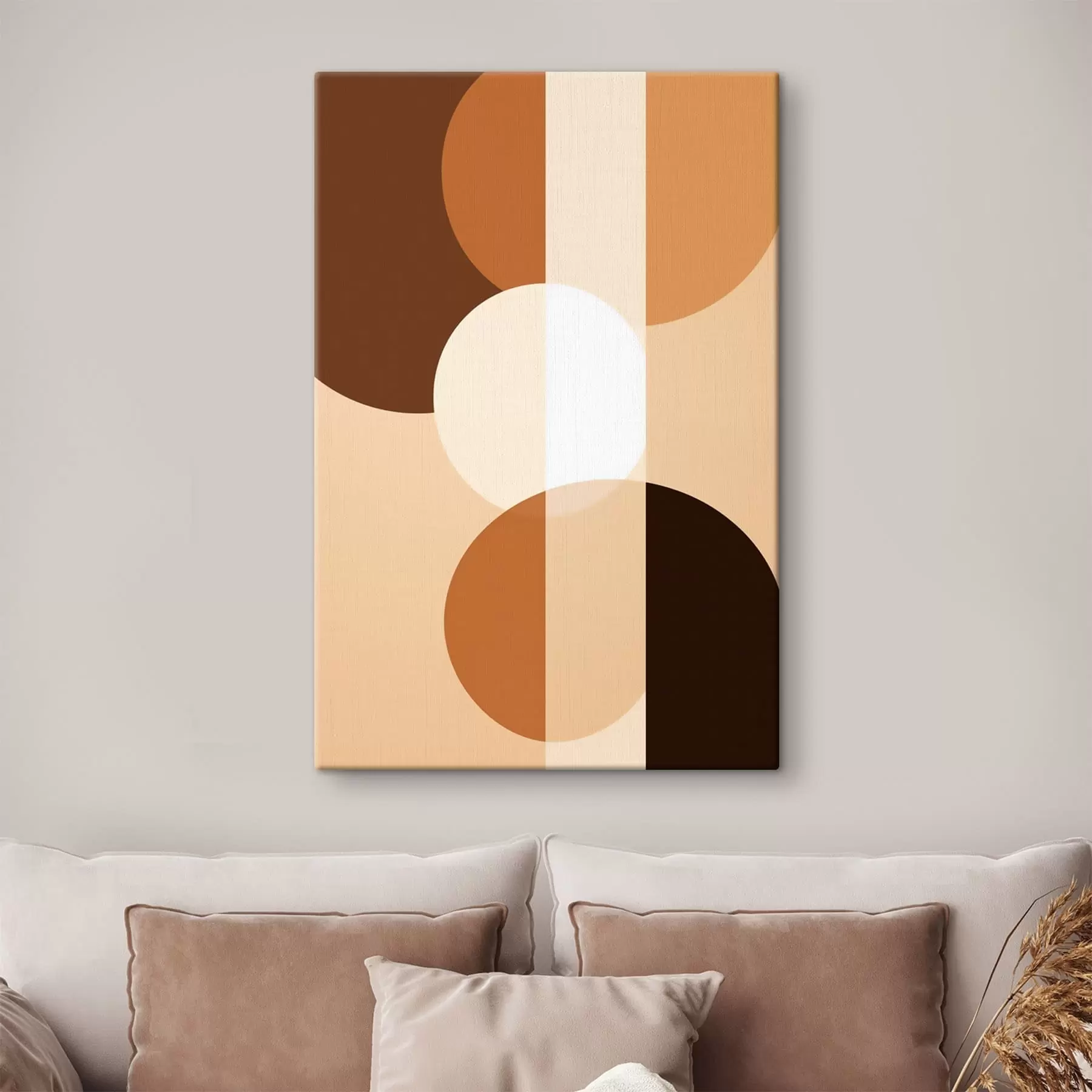 Wandbilder Geometrische Kreise und Formen in warmen Farbtönen s48350