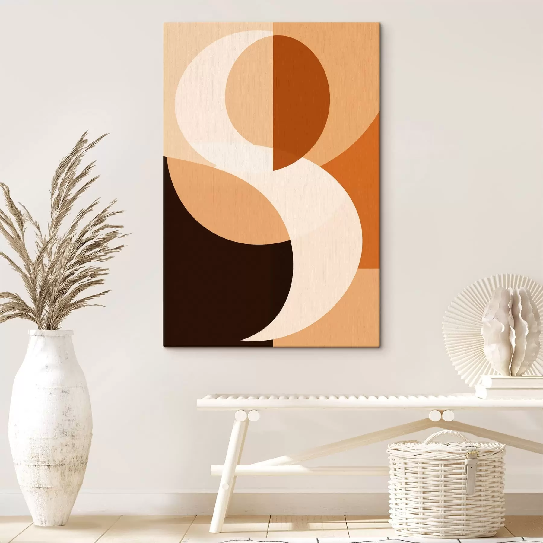 Wandbilder Geometrische Formen in warmen Beige- und Brauntönen s48352