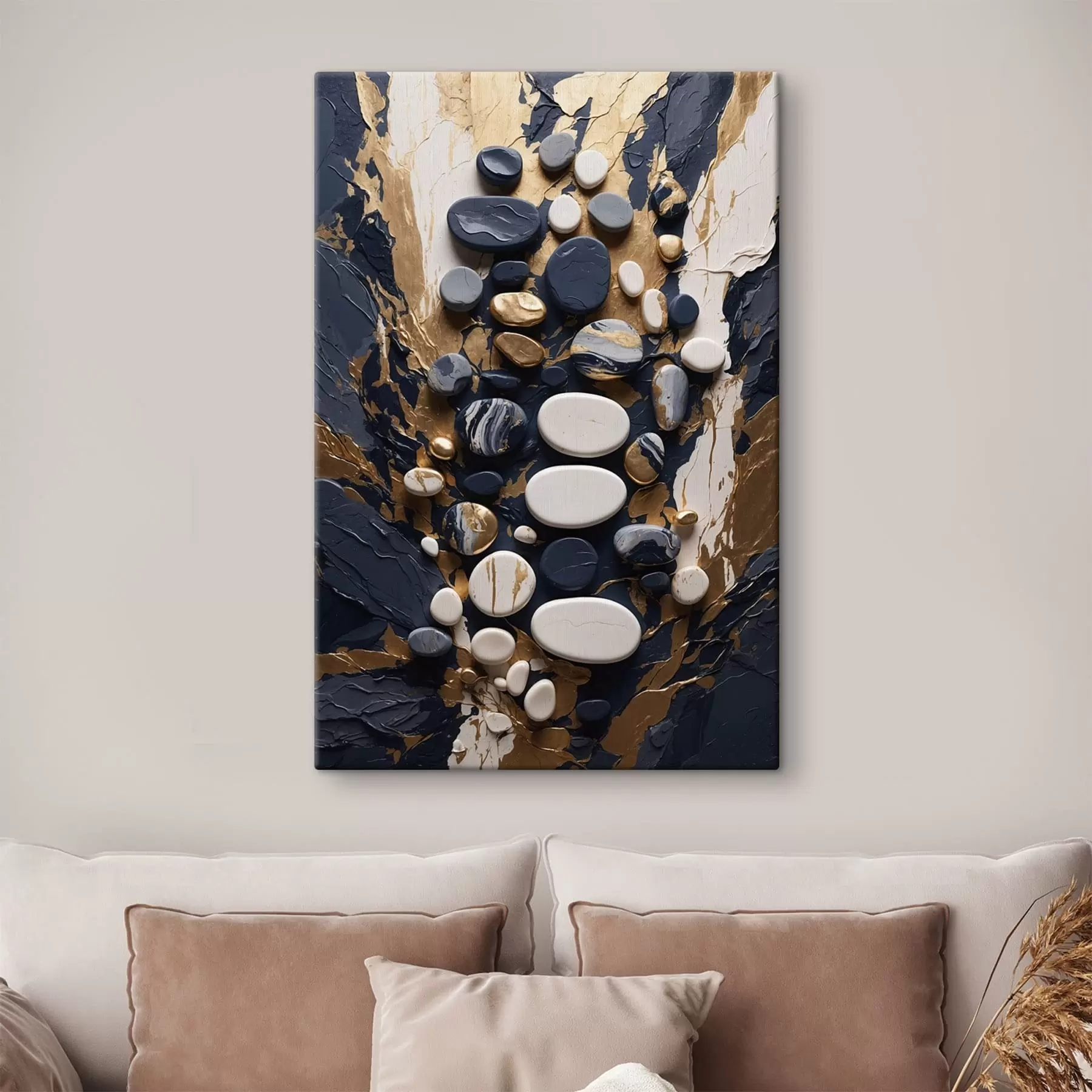 Wandbilder Abstrakte Steinkomposition in dunkelblauen Farbtönen s48357