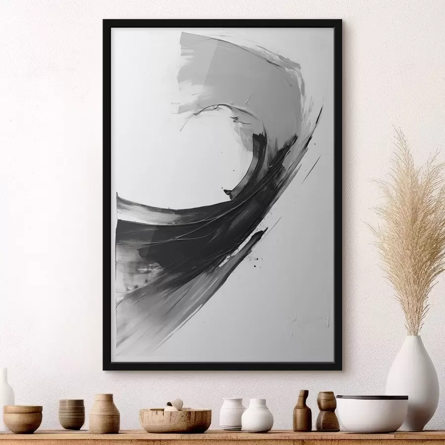 Fototapete Abstrakter schwarzer Pinselstrich auf weißem Hintergrund f48326