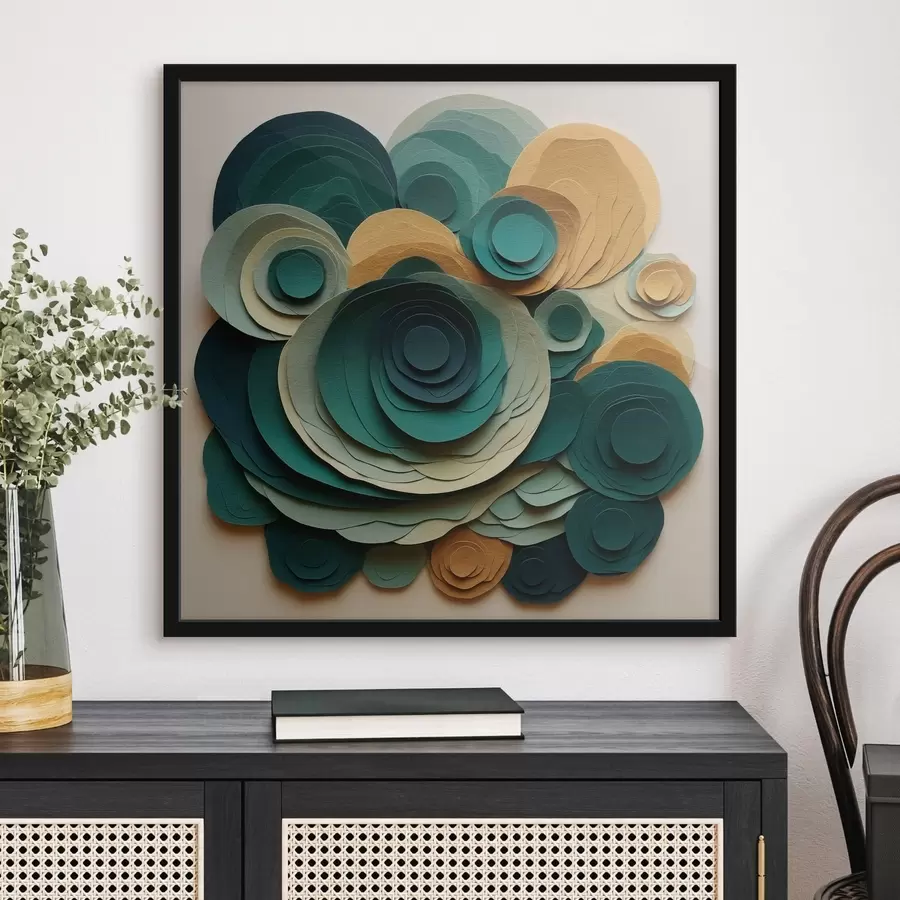 Fototapete Mehrlagige Papierkreise in Grün- und Beigetönen f48332