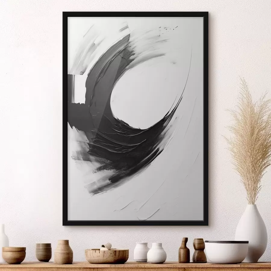 Fototapete Abstrakter schwarzer Pinselstrich auf hellem Hintergrund f48340