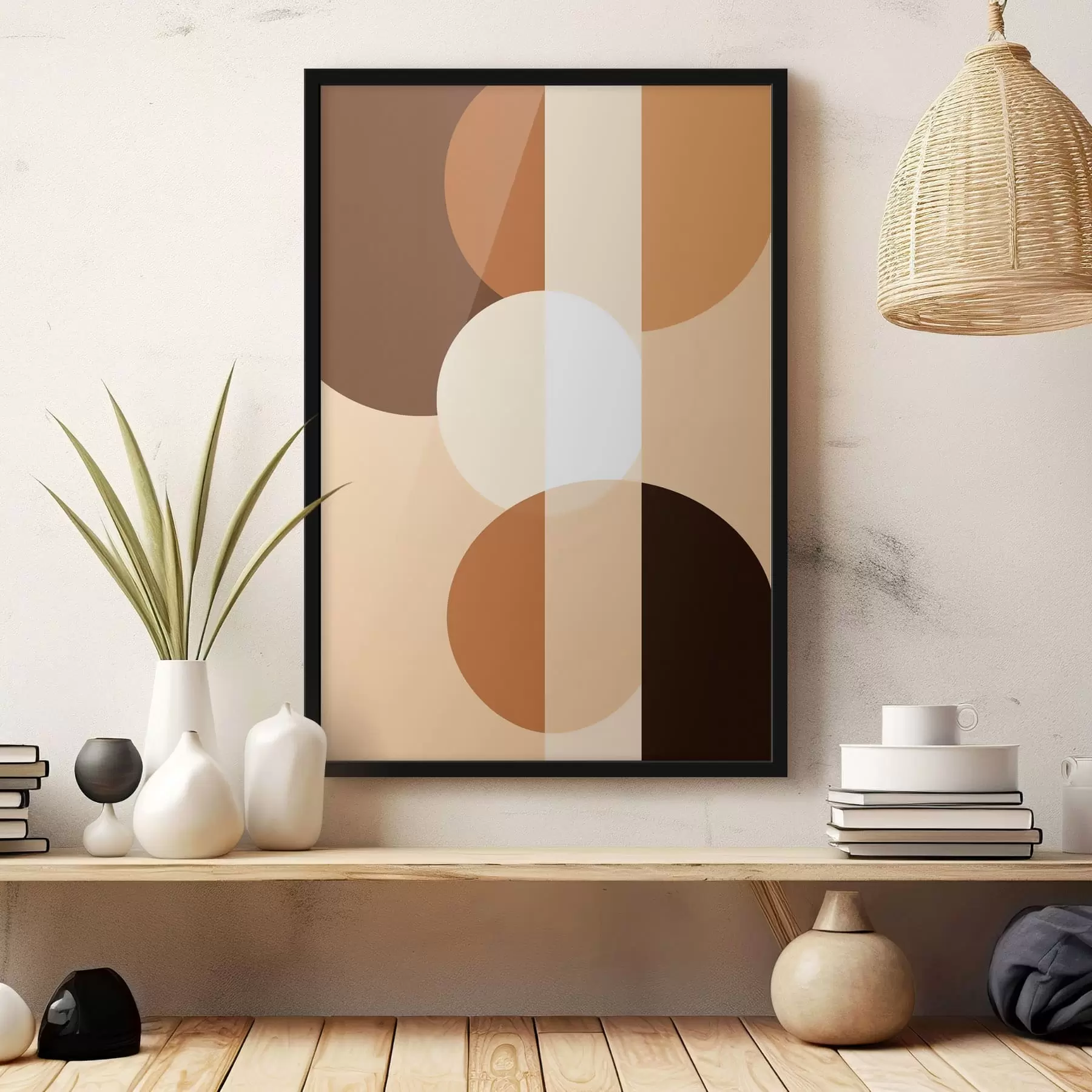 Fototapete Geometrische Kreise und Formen in warmen Farbtönen f48350