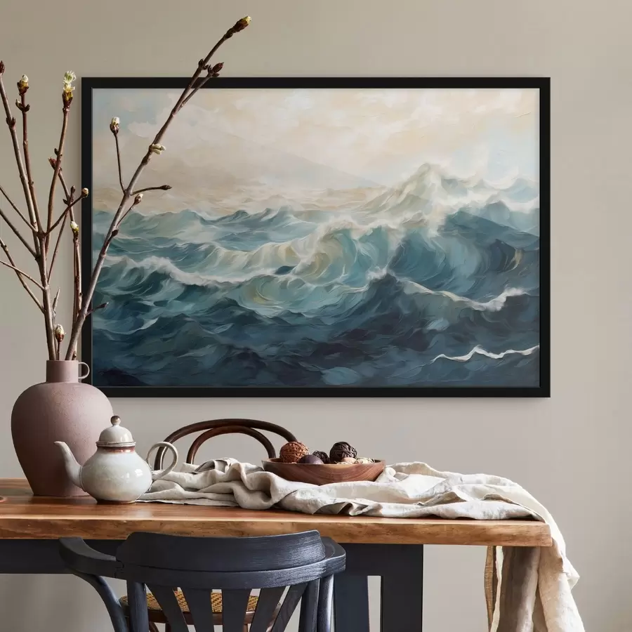 Fototapete Meereswellen im malerischen Stil f48490