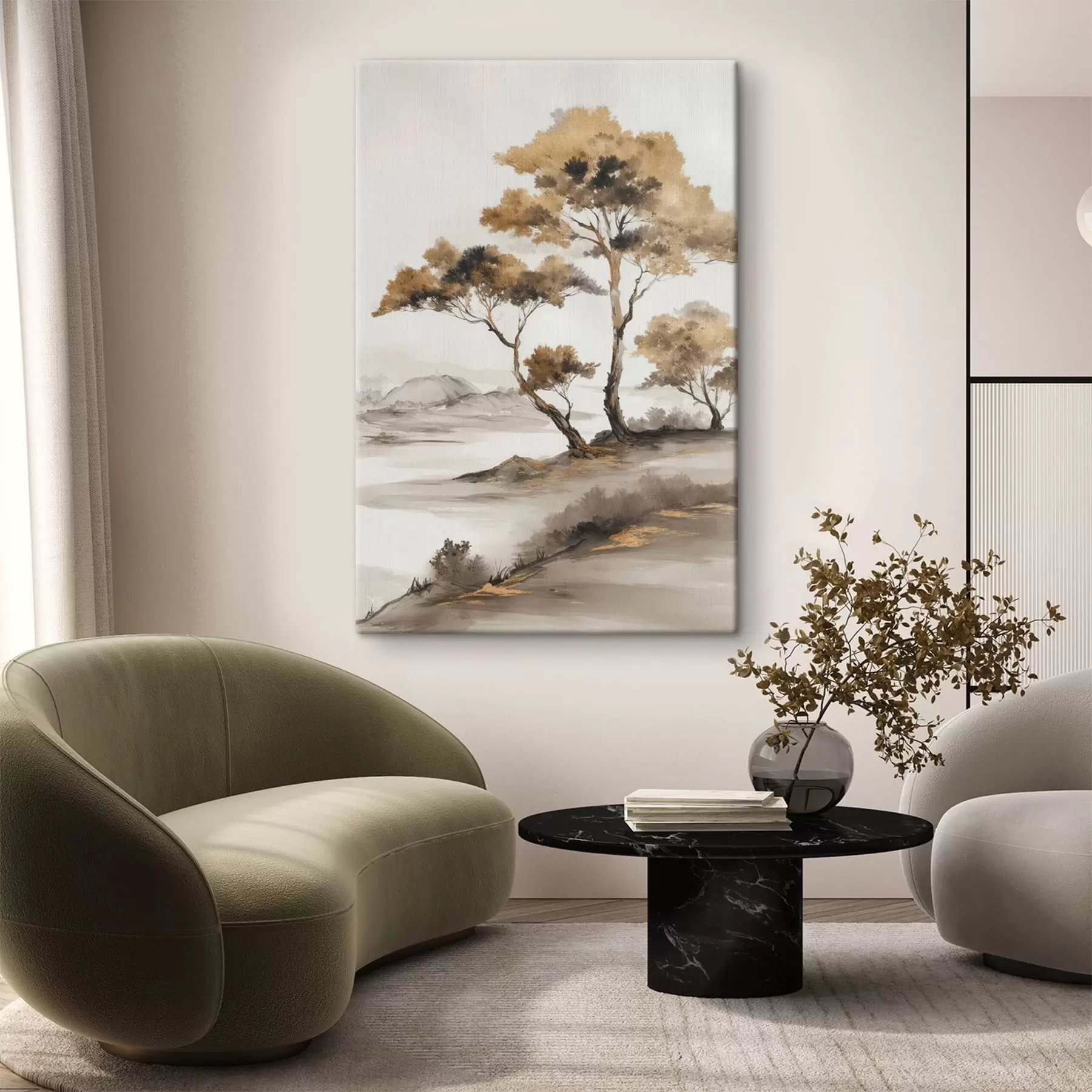 Wandbilder Abstrakte Landschaft mit Bäumen s48512