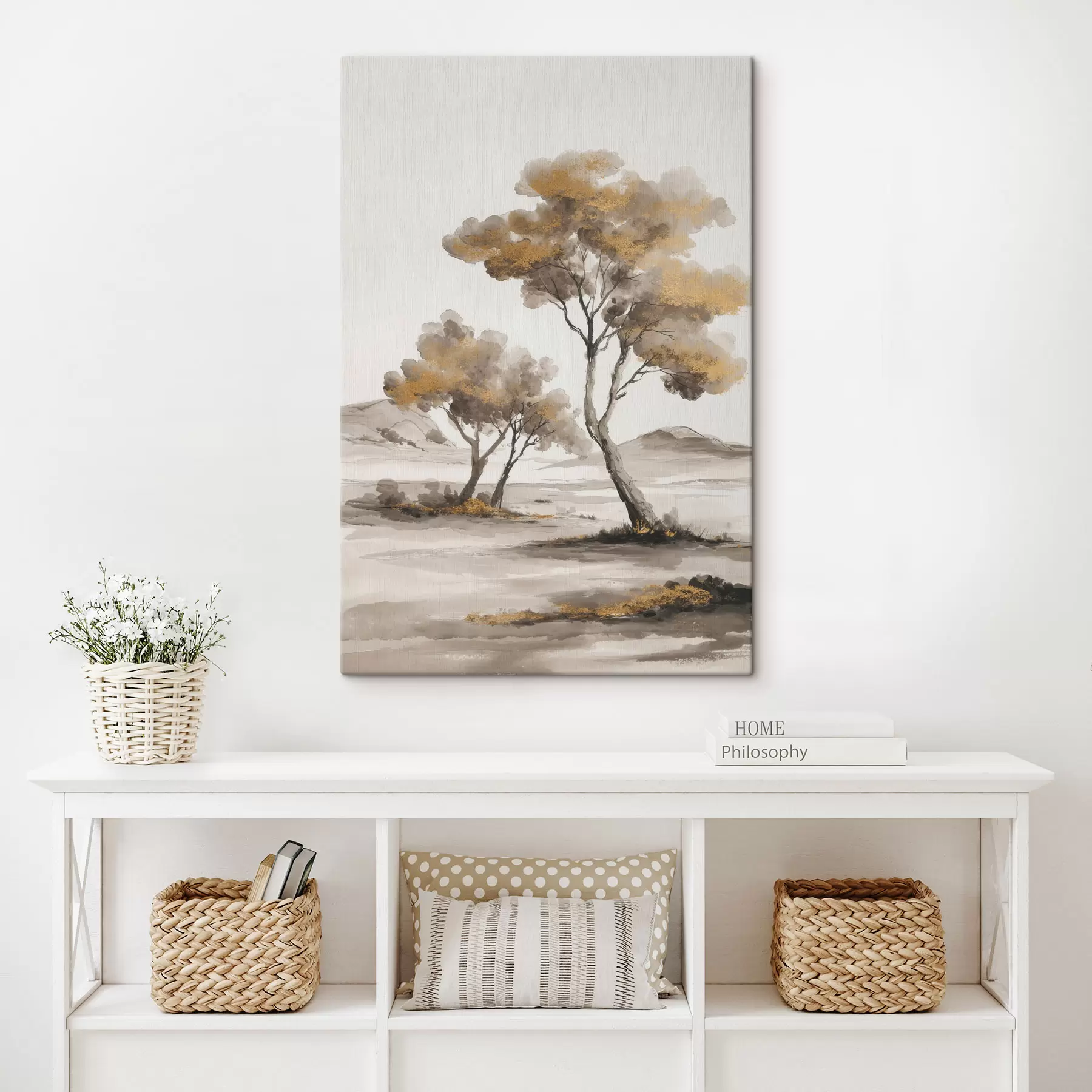 Wandbilder Abstrakte Landschaft mit Bäumen s48513