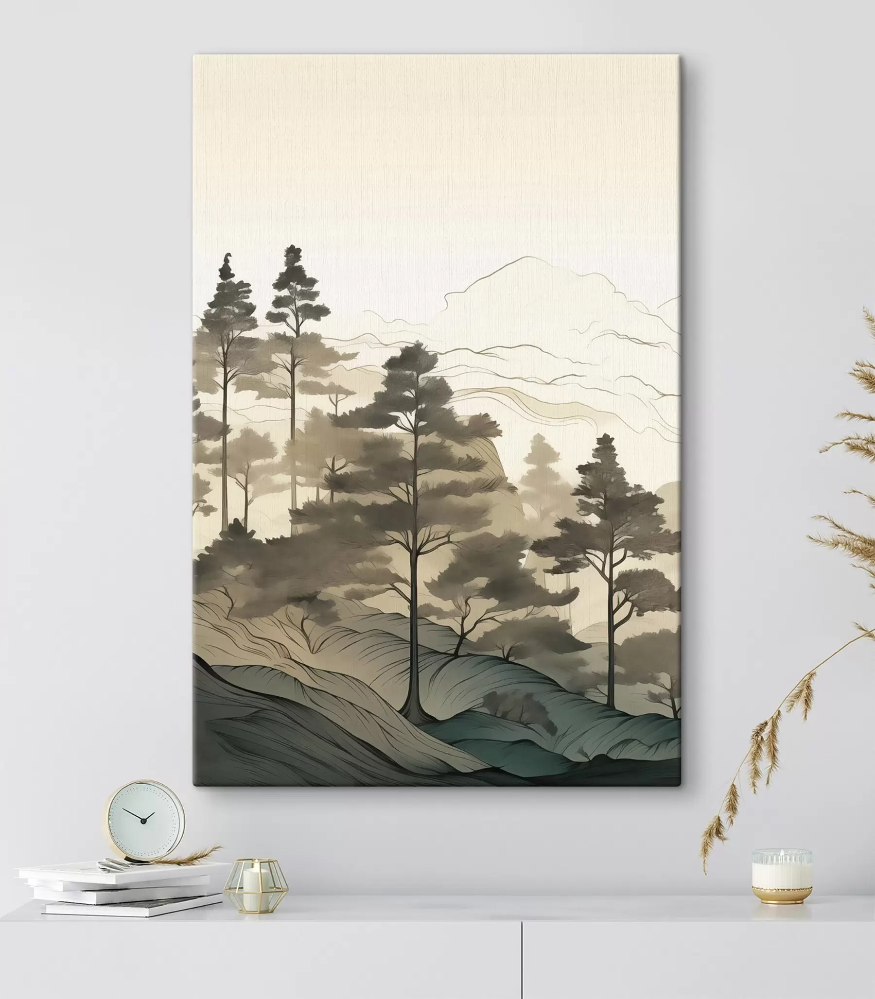 Wandbilder Der neblige Wald im Morgengrauen s48539