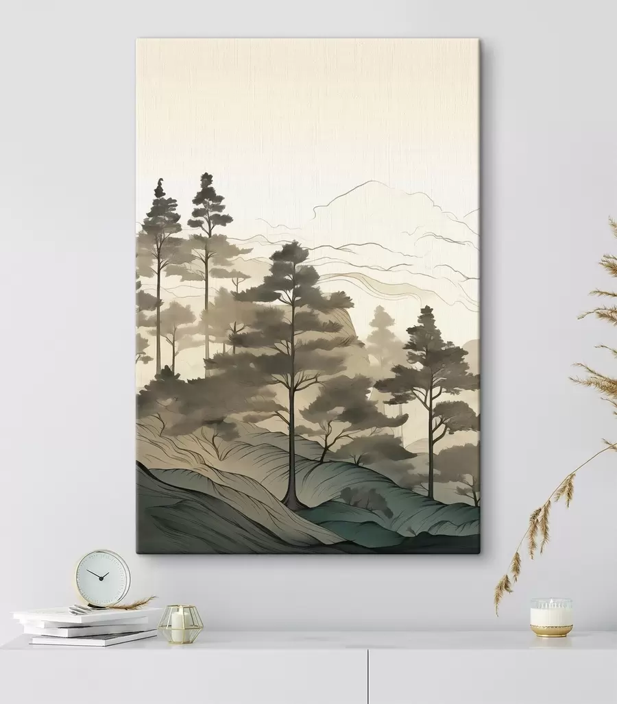 Wandbilder Der neblige Wald im Morgengrauen s48539