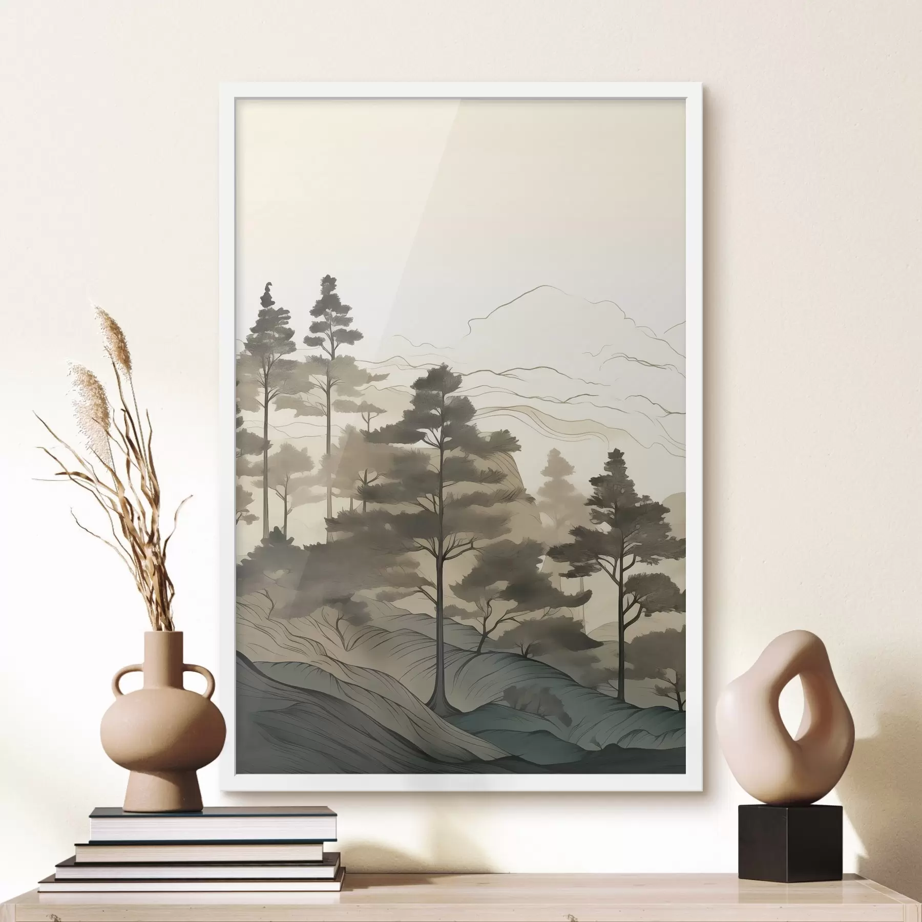 Fototapete Der neblige Wald im Morgengrauen f48539