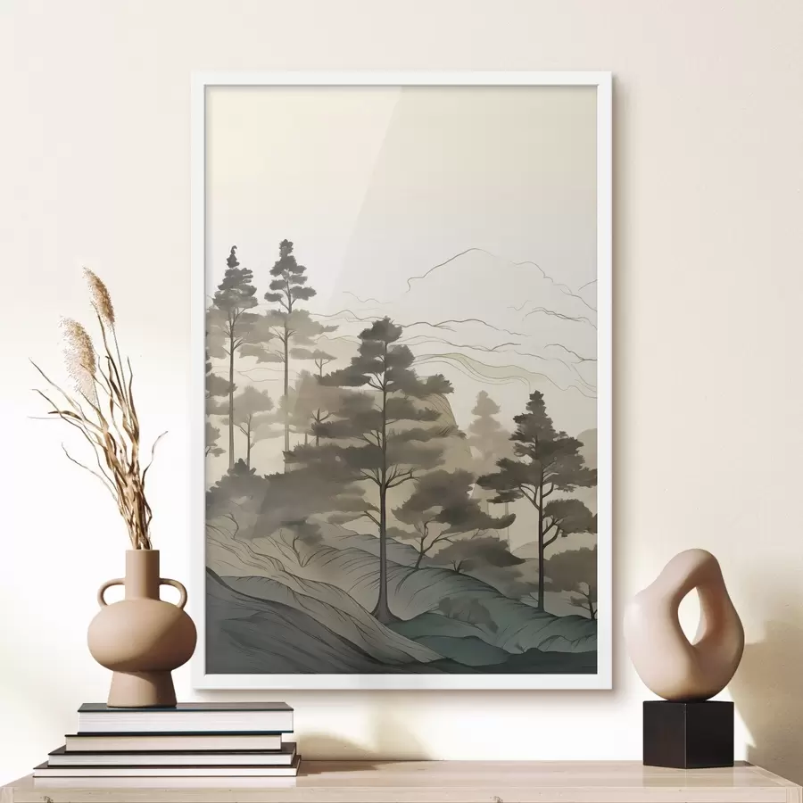 Fototapete Der neblige Wald im Morgengrauen f48539