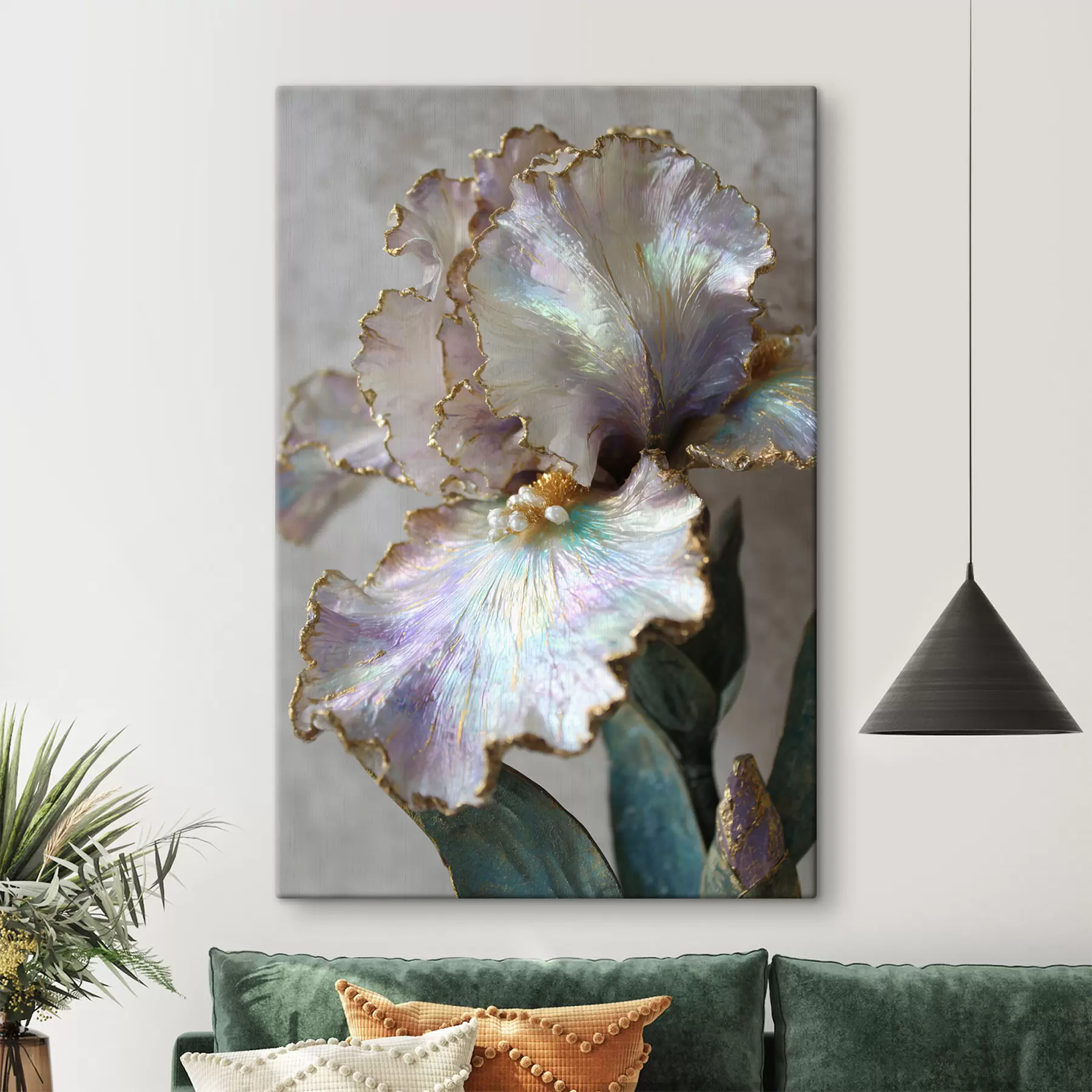 Wandbilder eine Irisblüte im dekorativen Stil s48535