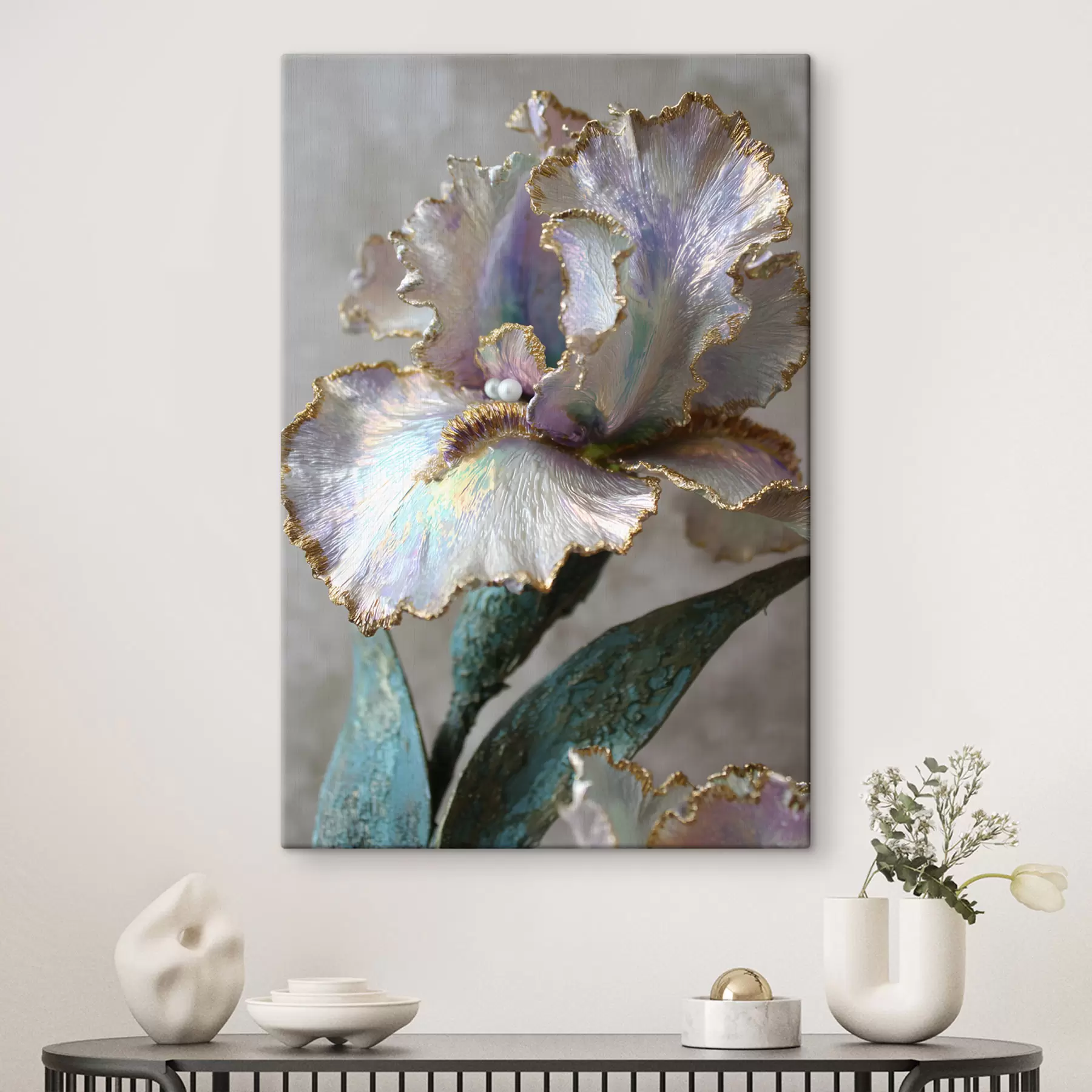 Wandbilder eine Irisblüte im dekorativen Stil s48546