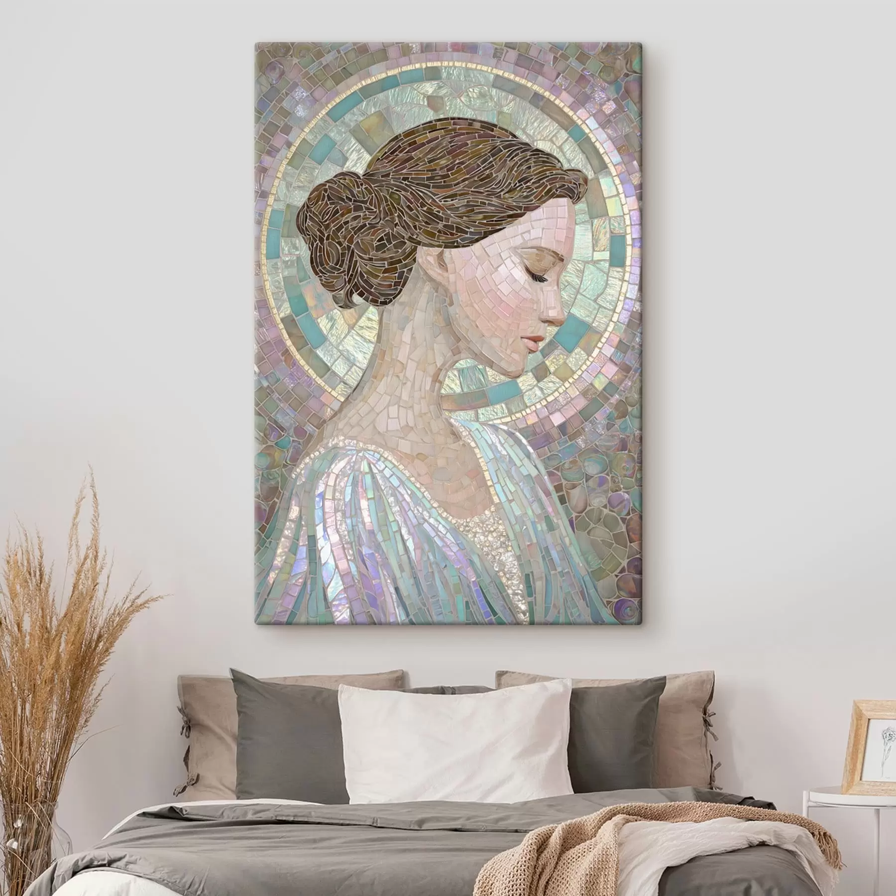 Wandbilder das Profil einer Frau im Stil eines Buntglasfensters s48551