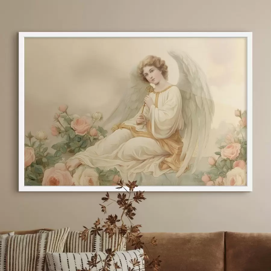 Fototapete ein Fantasiemädchen in einer Illustration im Papierstil f48554