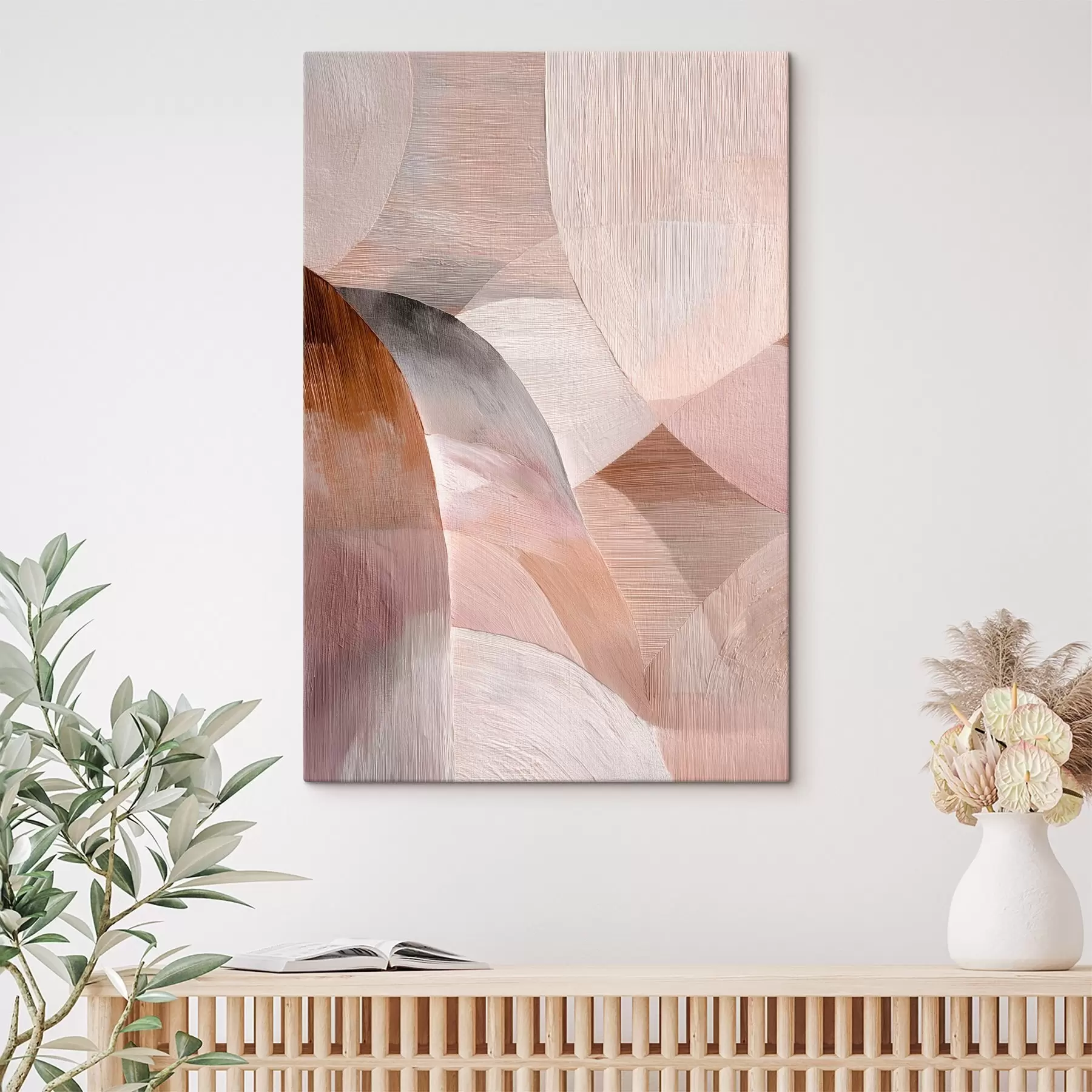 Wandbilder Geometrische Abstraktion in warmen Pfirsichfarben im Kunstplakat-Stil s48189