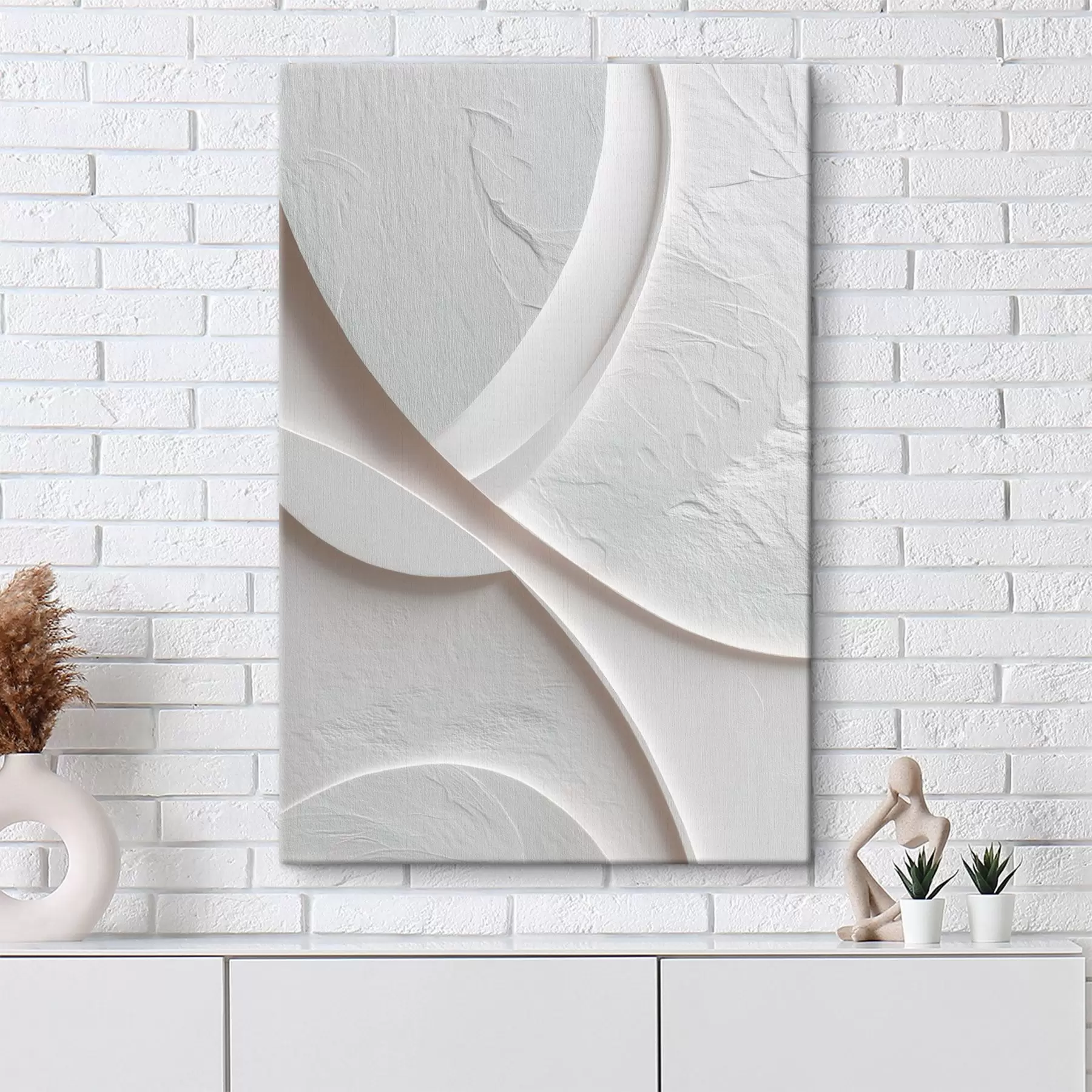 Wandbilder Dekorplatte mit fließenden Linien und Steinstruktur auf hellem Hintergrund s48192