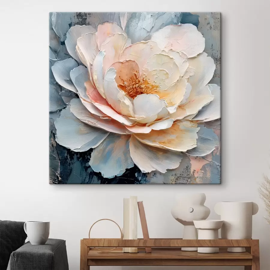 Wandbilder Nahaufnahme einer Blume mit ausdrucksstarken, strukturierten Pinselstrichen im zeitgenössischen Malstil s48198