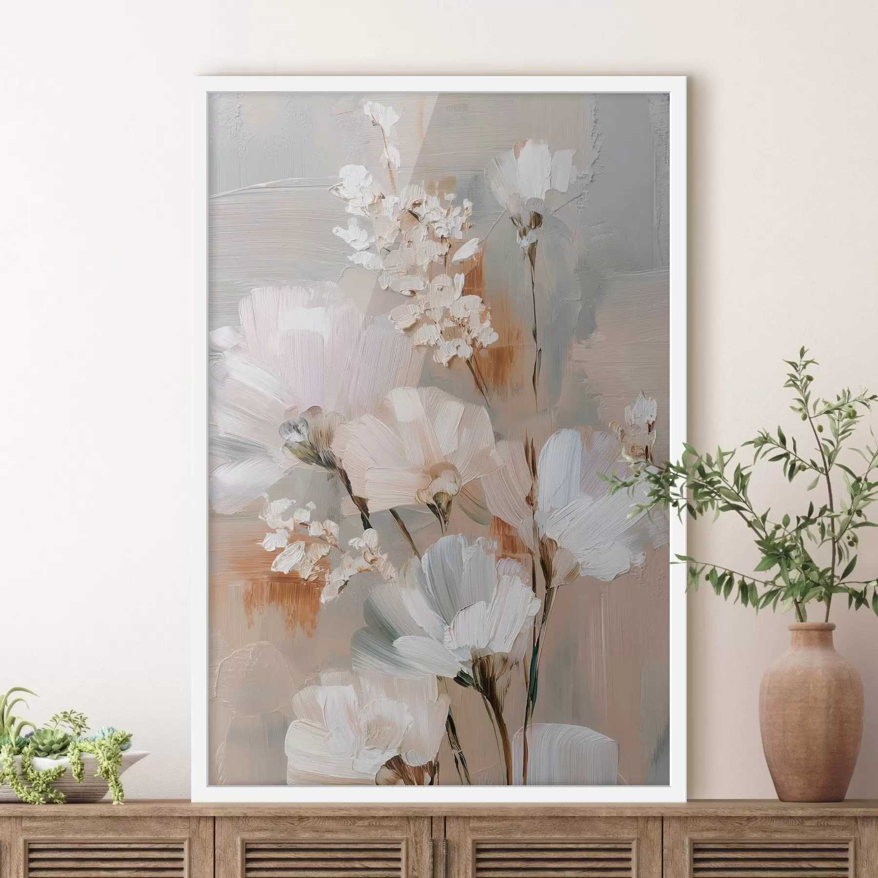 Fototapete Blumenarrangement in Pastelltönen im Stil eines Ölgemäldes f48194