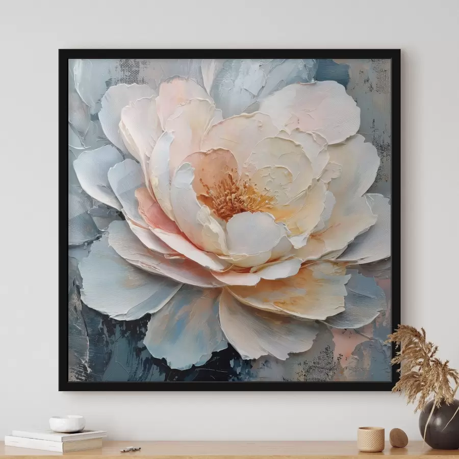 Fototapete Nahaufnahme einer Blume mit ausdrucksstarken, strukturierten Pinselstrichen im zeitgenössischen Malstil f48198