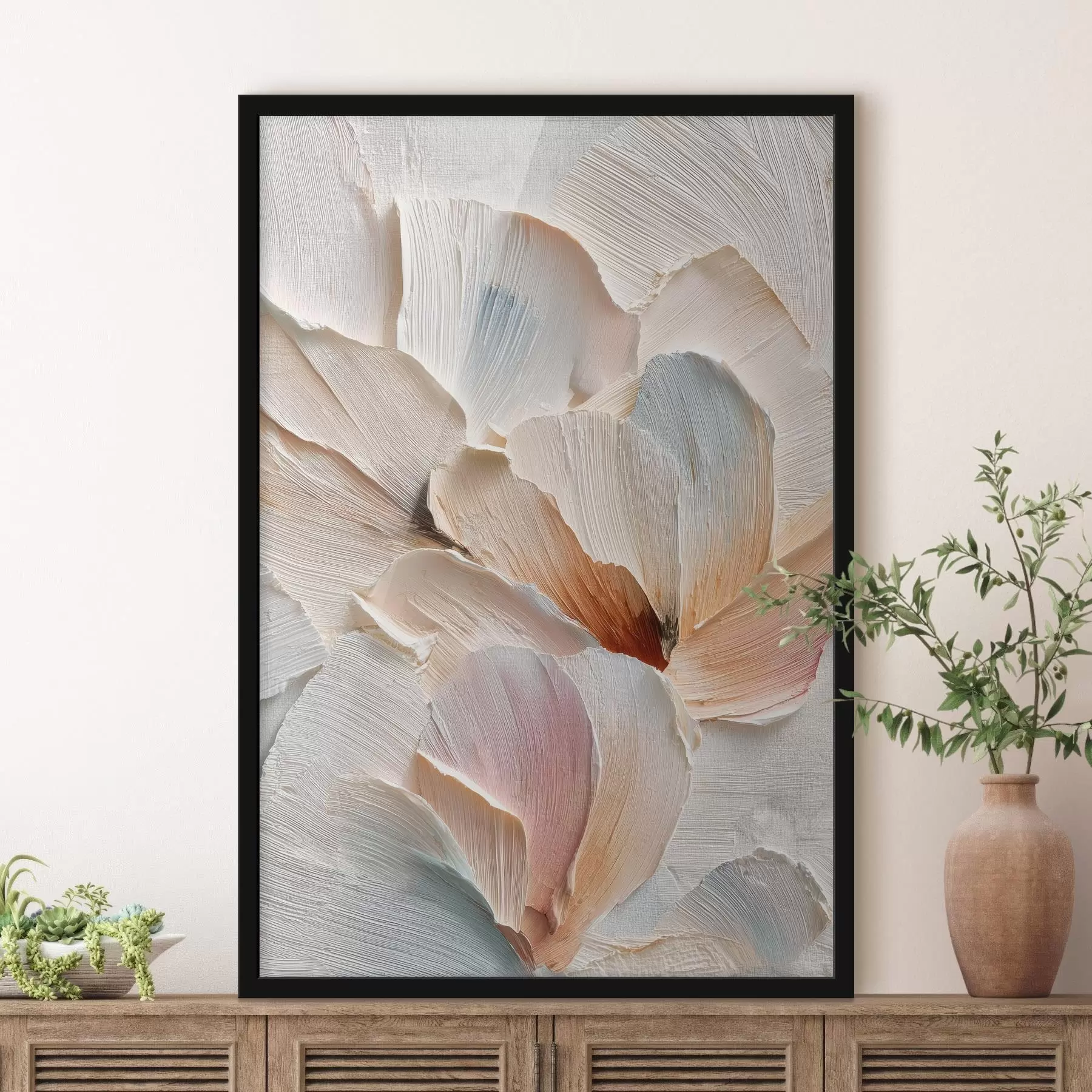 Fototapete Stilisierte Komposition mit kräftigen Pinselstrichen auf hellem Hintergrund f48200