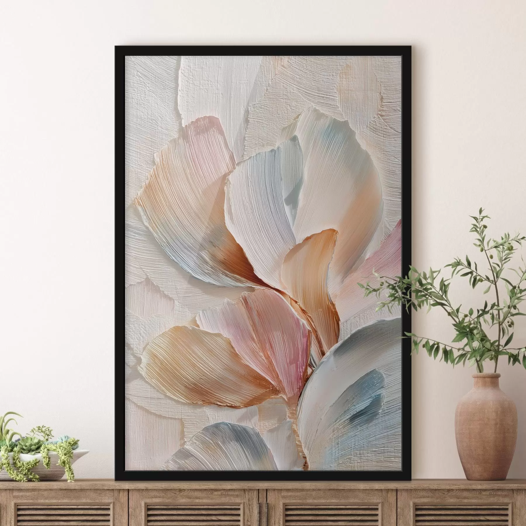 Fototapete Stilisierte Komposition mit kräftigen Pinselstrichen auf hellem Hintergrund f48203