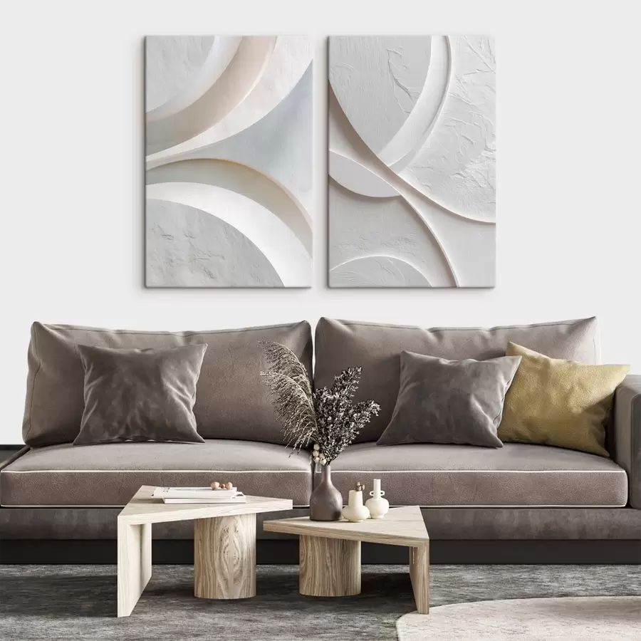 Wandbilder Abstrakte Komposition mit fließenden Linien und Steinstruktur im zeitgenössischen Flachreliefstil m30136