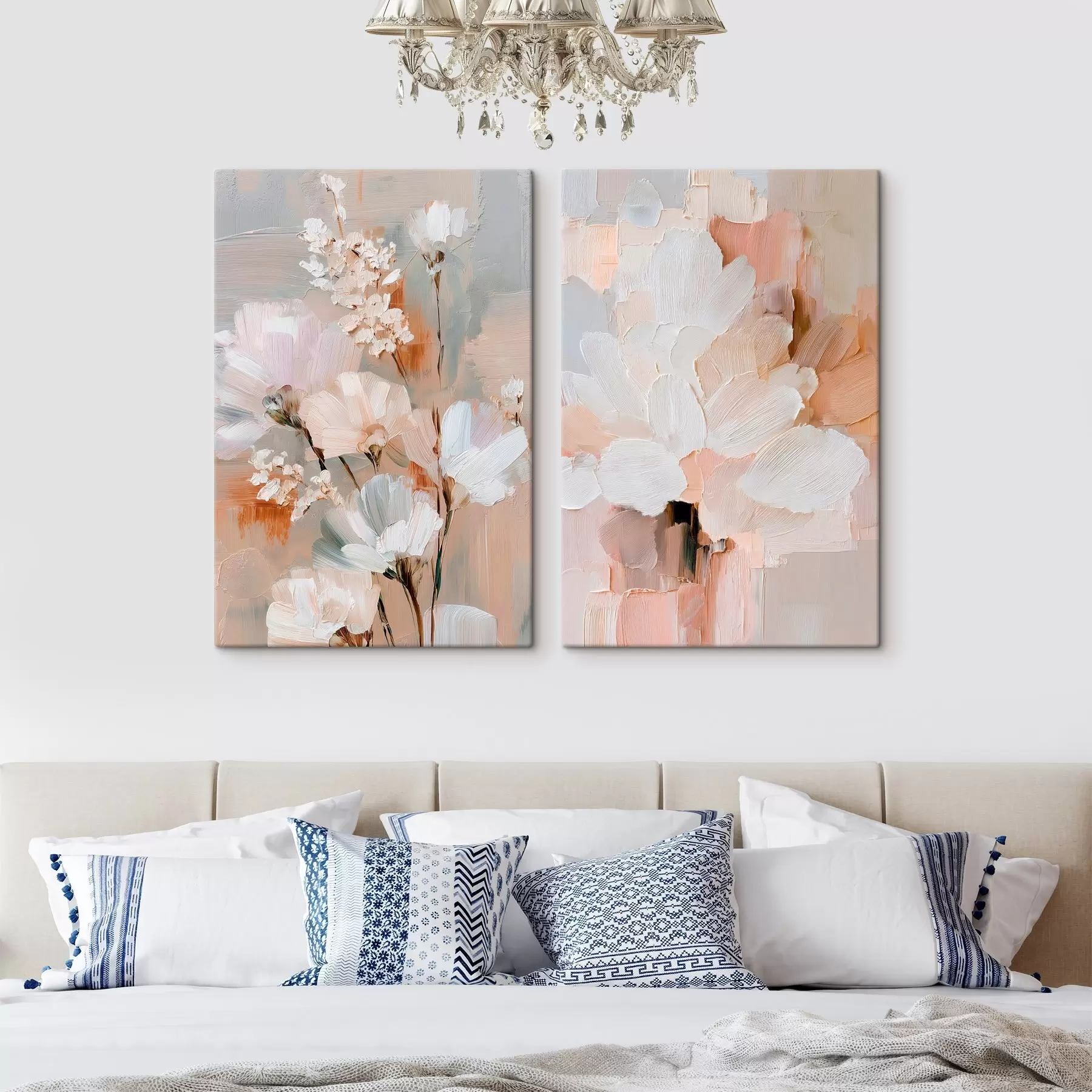 Wandbilder Abstrakte, leichte Blumen mit ausdrucksstarken Pinselstrichen im Stil der zeitgenössischen Kunst m30137