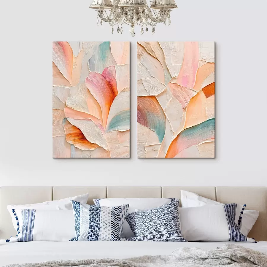 Fototapete Dekorative Blütenblätter mit voluminösen Pinselstrichen im Stil der zeitgenössischen Kunst m30139