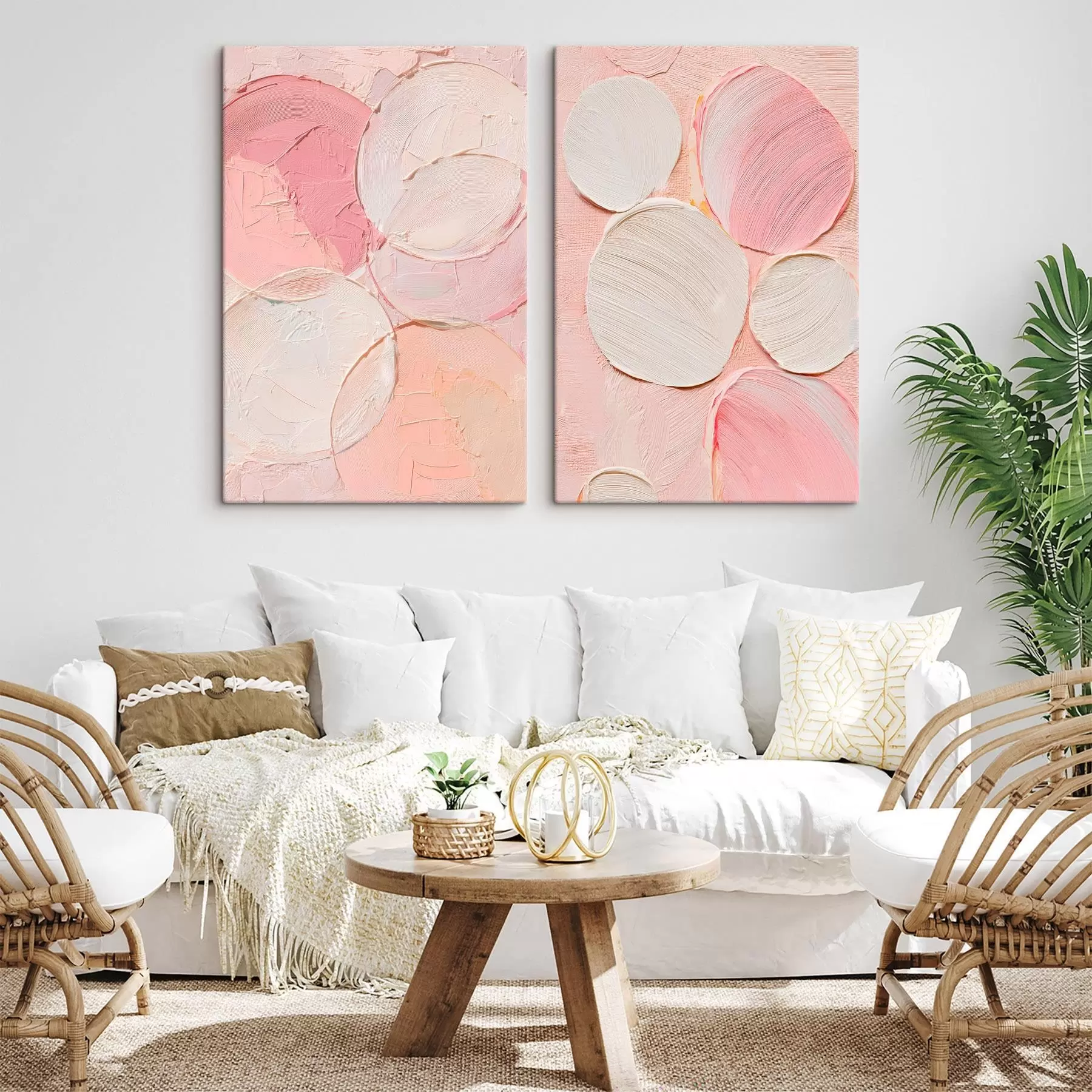 Wandbilder Harmonie aus runden Formen und sanften Farbtönen im Kunststil m30141