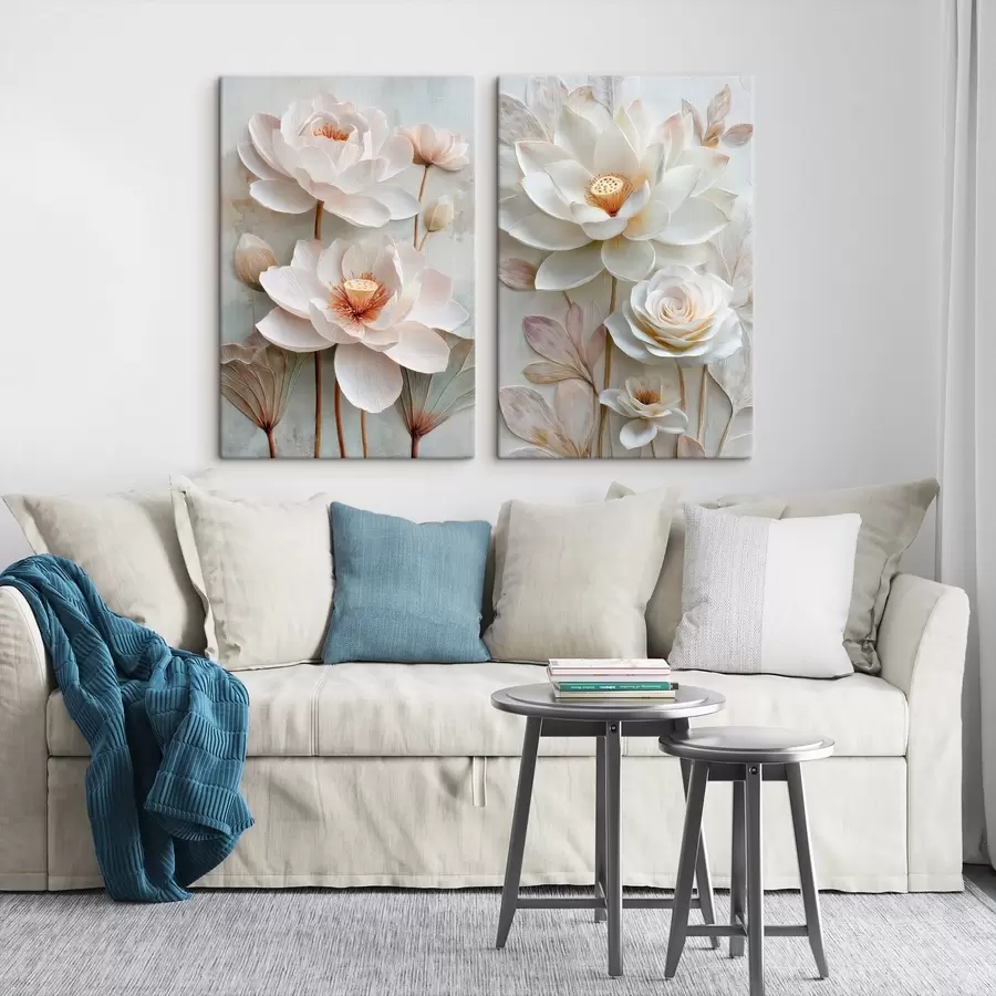 Fototapete Anmutiges Blumenarrangement mit strukturierten Blütenblättern im 3D-Illustrationsstil m30143