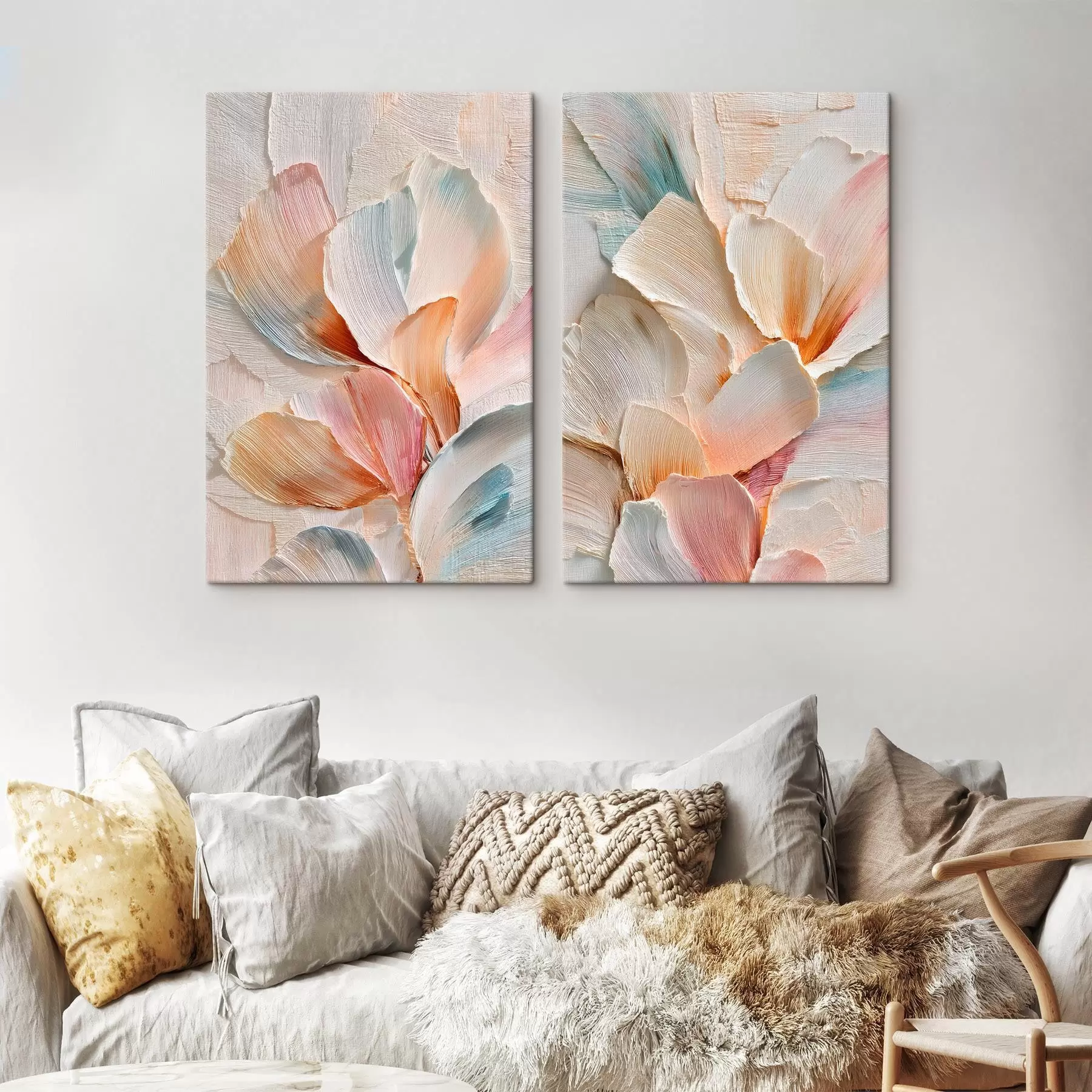 Wandbilder Voluminöse, dekorative Blütenblätter mit ausgeprägter Struktur im zeitgenössischen Kunststil m30144