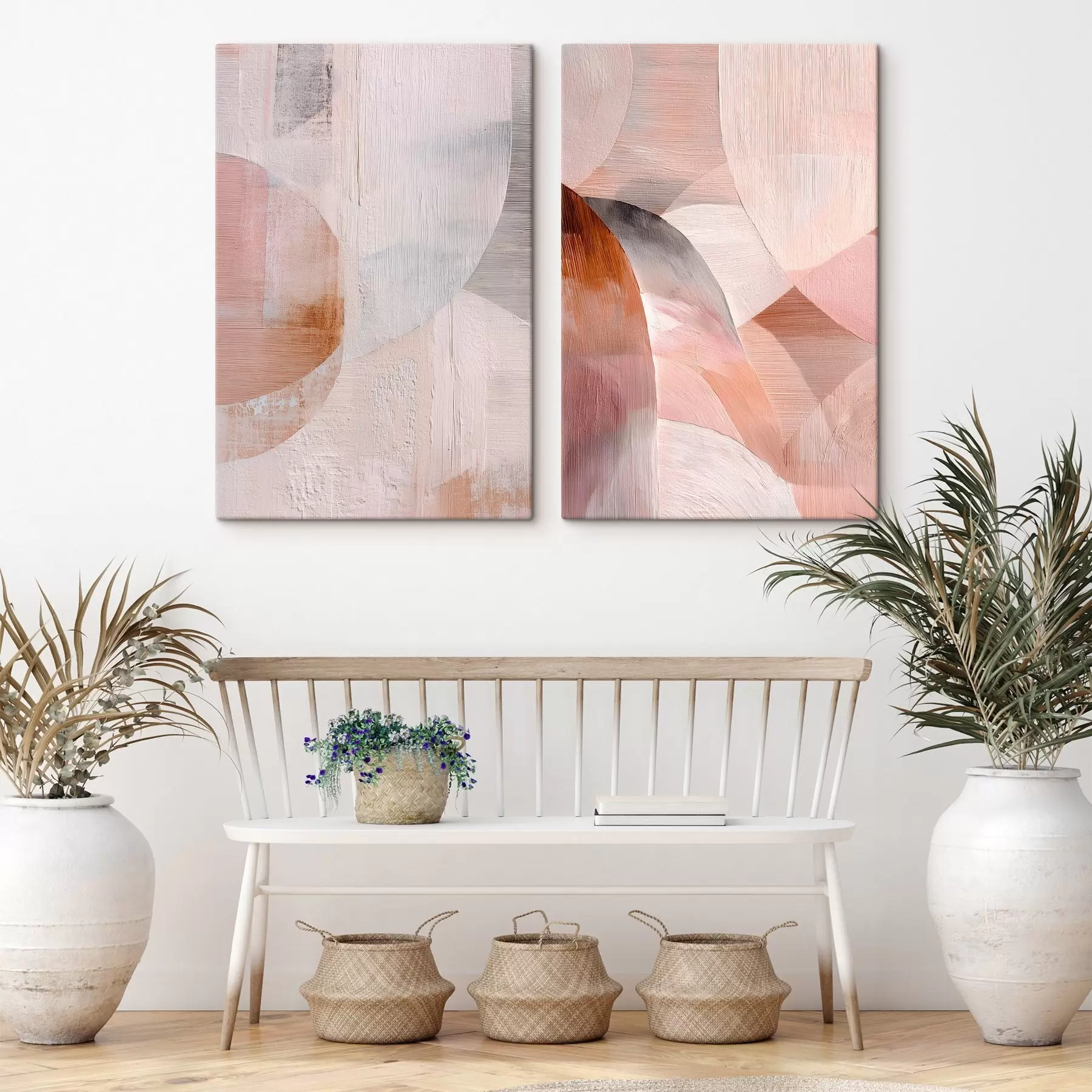 Wandbilder Eine Harmonie aus warmen Farbtönen und strukturierten Linien im Stil der bildenden Kunst m30146