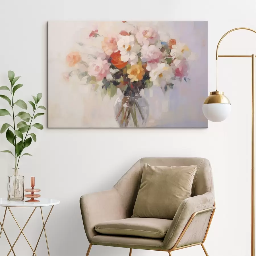 Wandbilder Ein Blumenstrauß als Nachahmung eines Gemäldes s48587