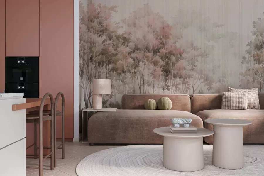 Fototapete Laubwald und Linien w05442v2