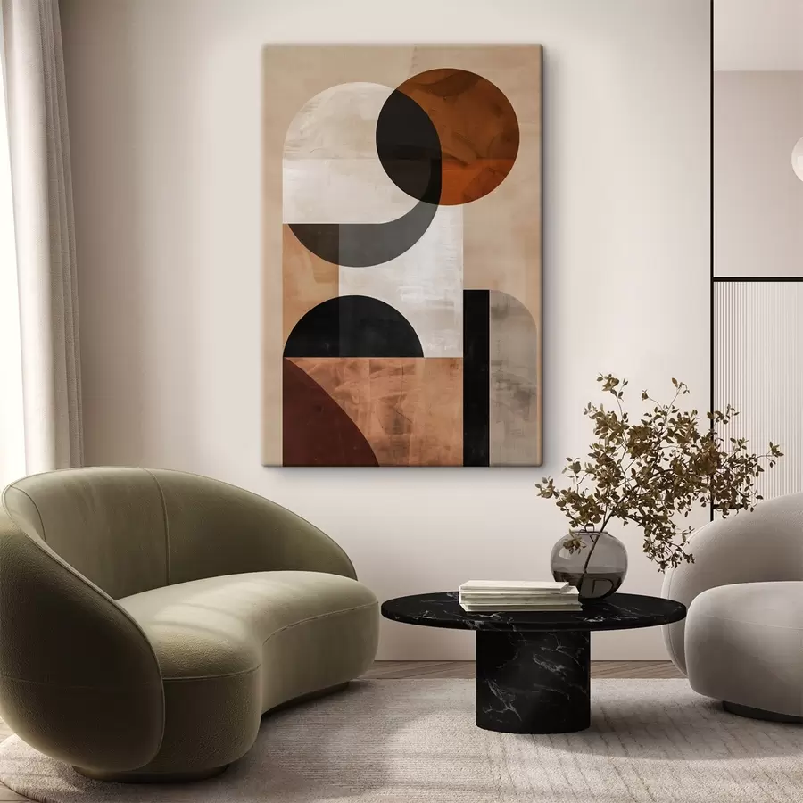 Wandbilder Geometrische Abstraktion, Beige und Schwarz s48583